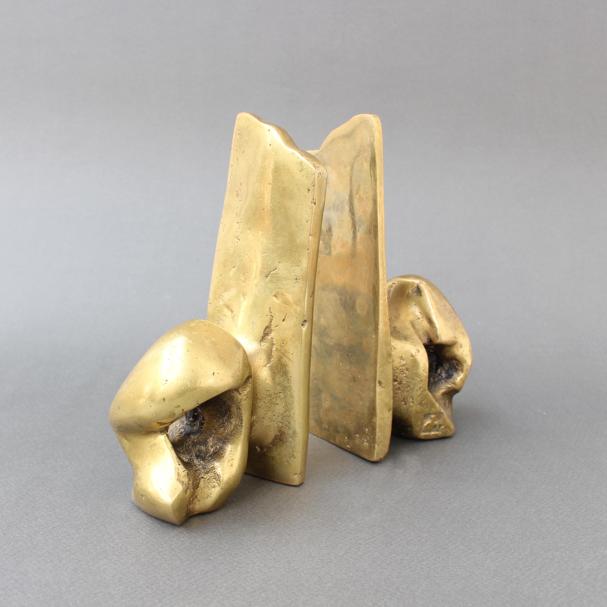 Spanish Pair of Brass Bookends by David Marshall, 'circa 1980s'