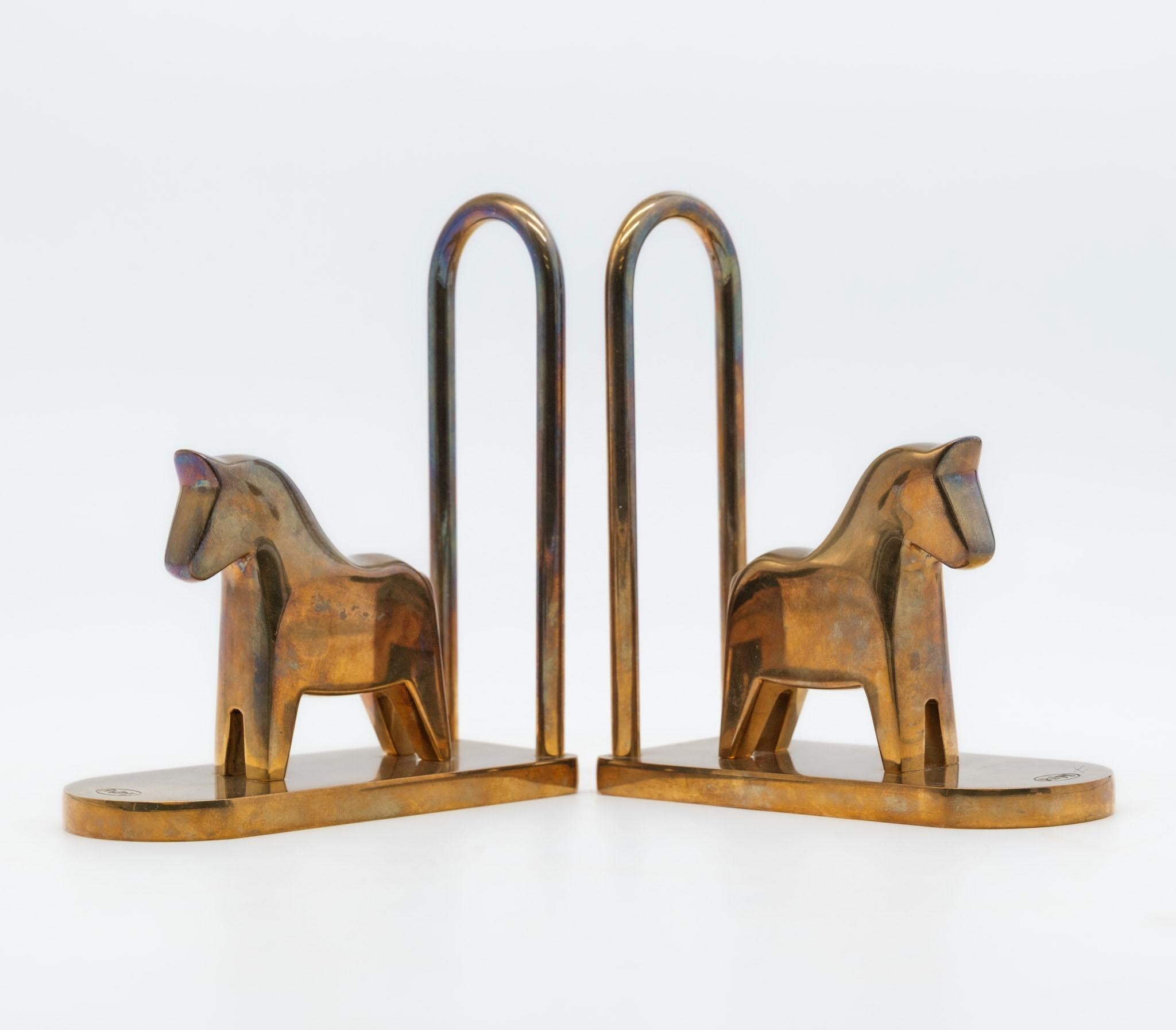 Pair Of Brass Bookends By Lotta Horn For Rejmyre Mässingsbruk Horses Sweden 1990 For Sale 4