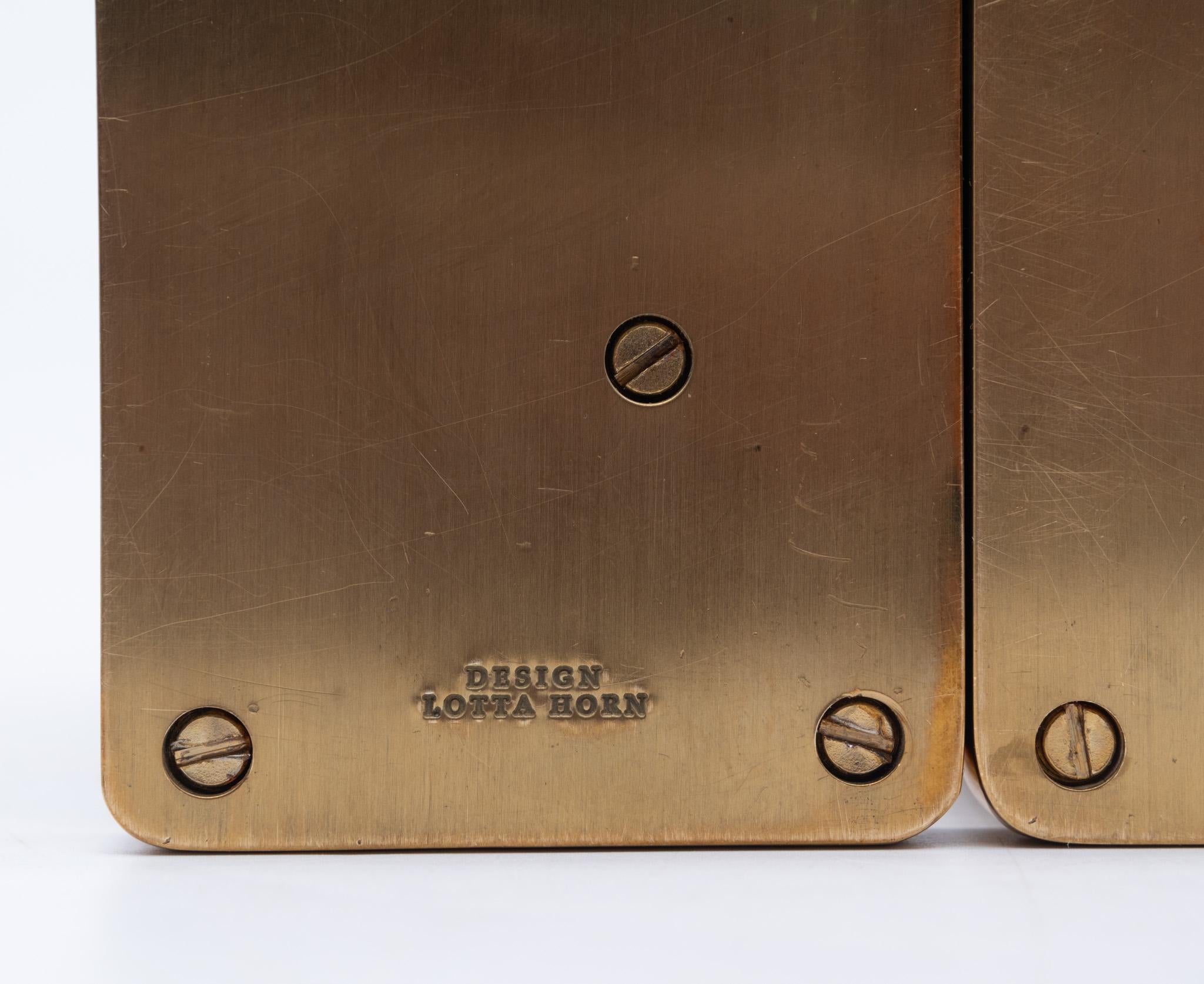 Pair Of Brass Bookends By Lotta Horn For Rejmyre Mässingsbruk Horses Sweden 1990 For Sale 6
