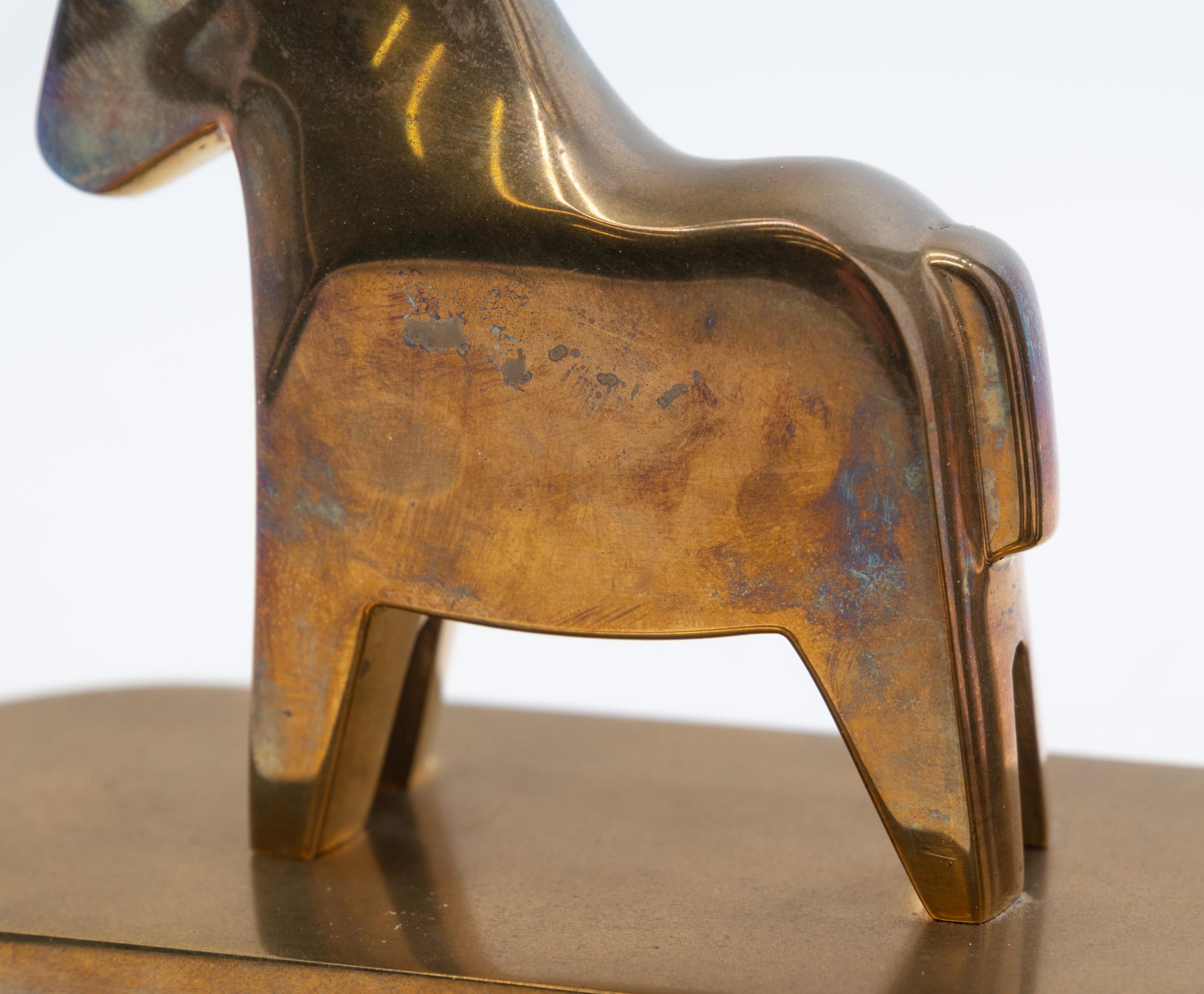 Pair Of Brass Bookends By Lotta Horn For Rejmyre Mässingsbruk Horses Sweden 1990 For Sale 1