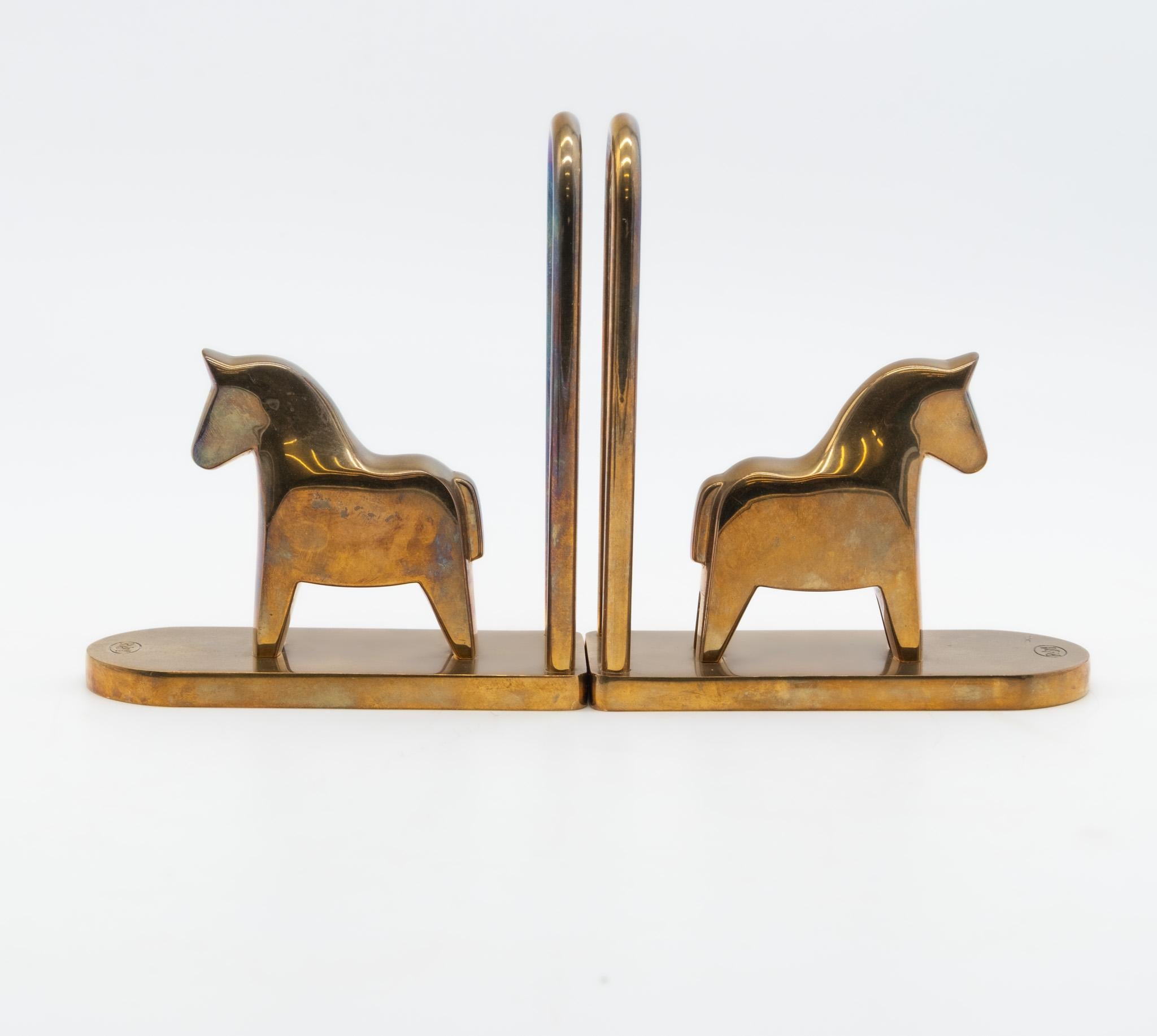 Pair Of Brass Bookends By Lotta Horn For Rejmyre Mässingsbruk Horses Sweden 1990 For Sale 3