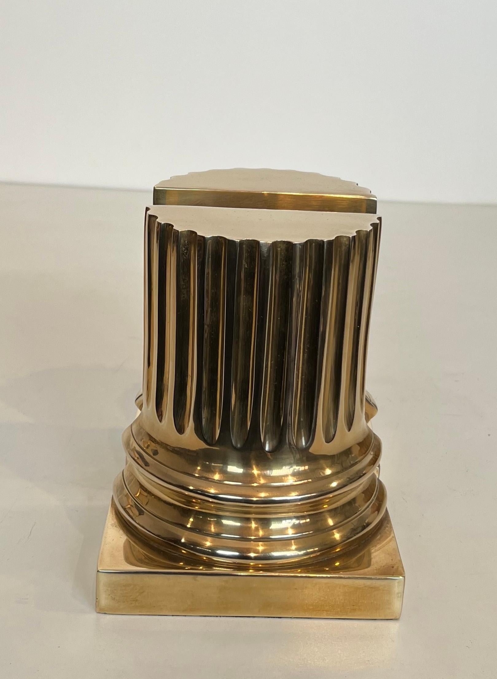 Pair of Brass Bookends Representing Columns For Sale 4