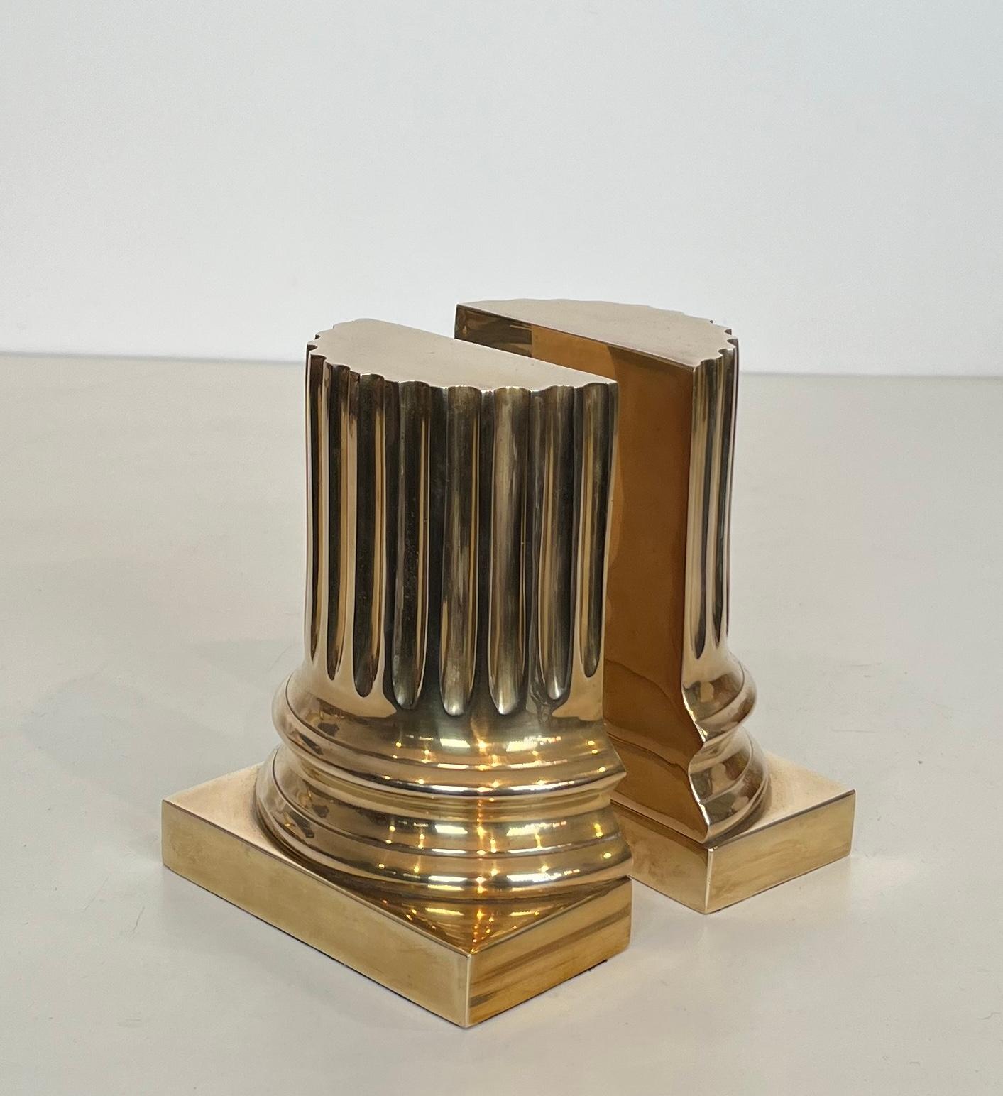 Pair of Brass Bookends Representing Columns For Sale 6