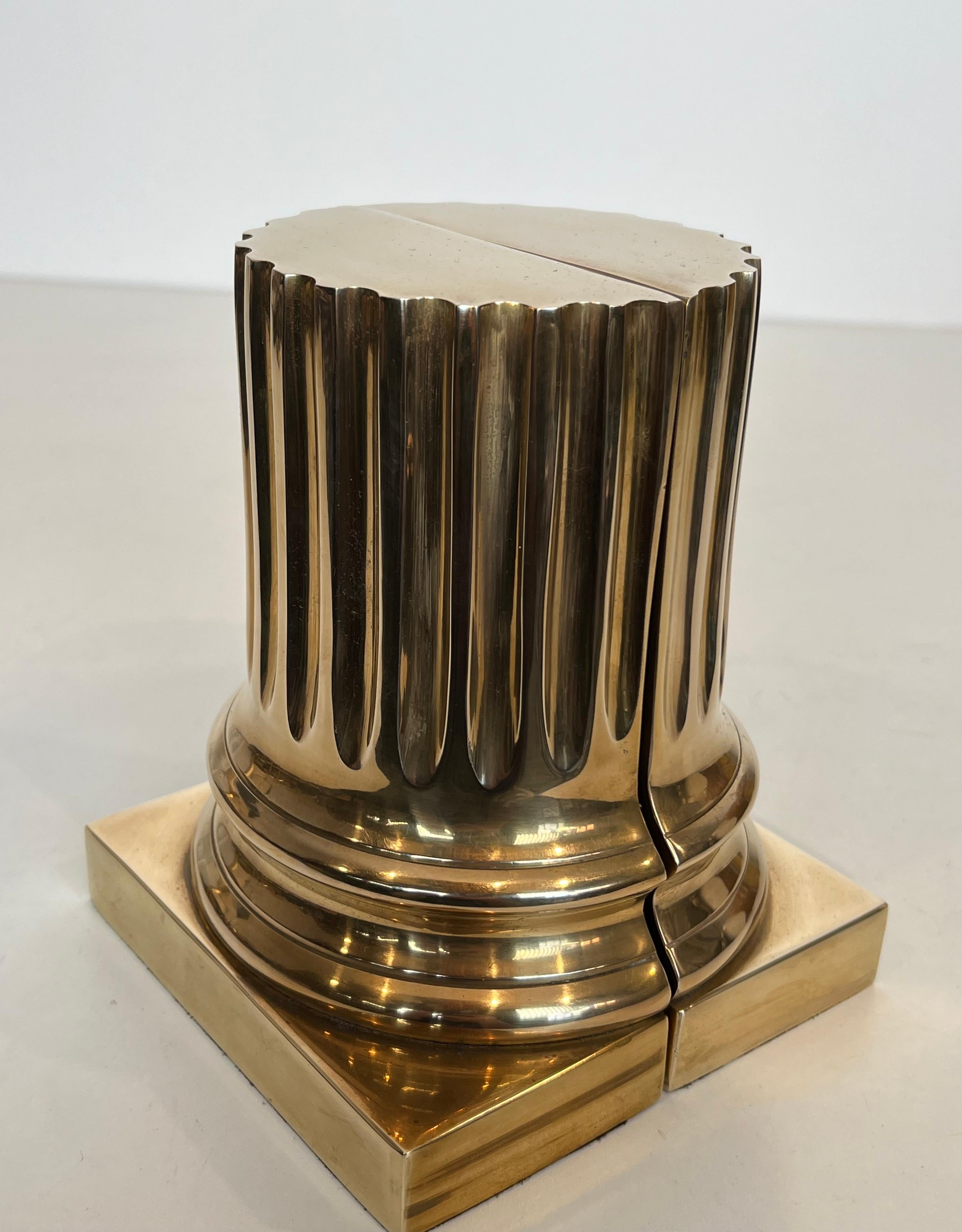 Pair of Brass Bookends Representing Columns For Sale 8