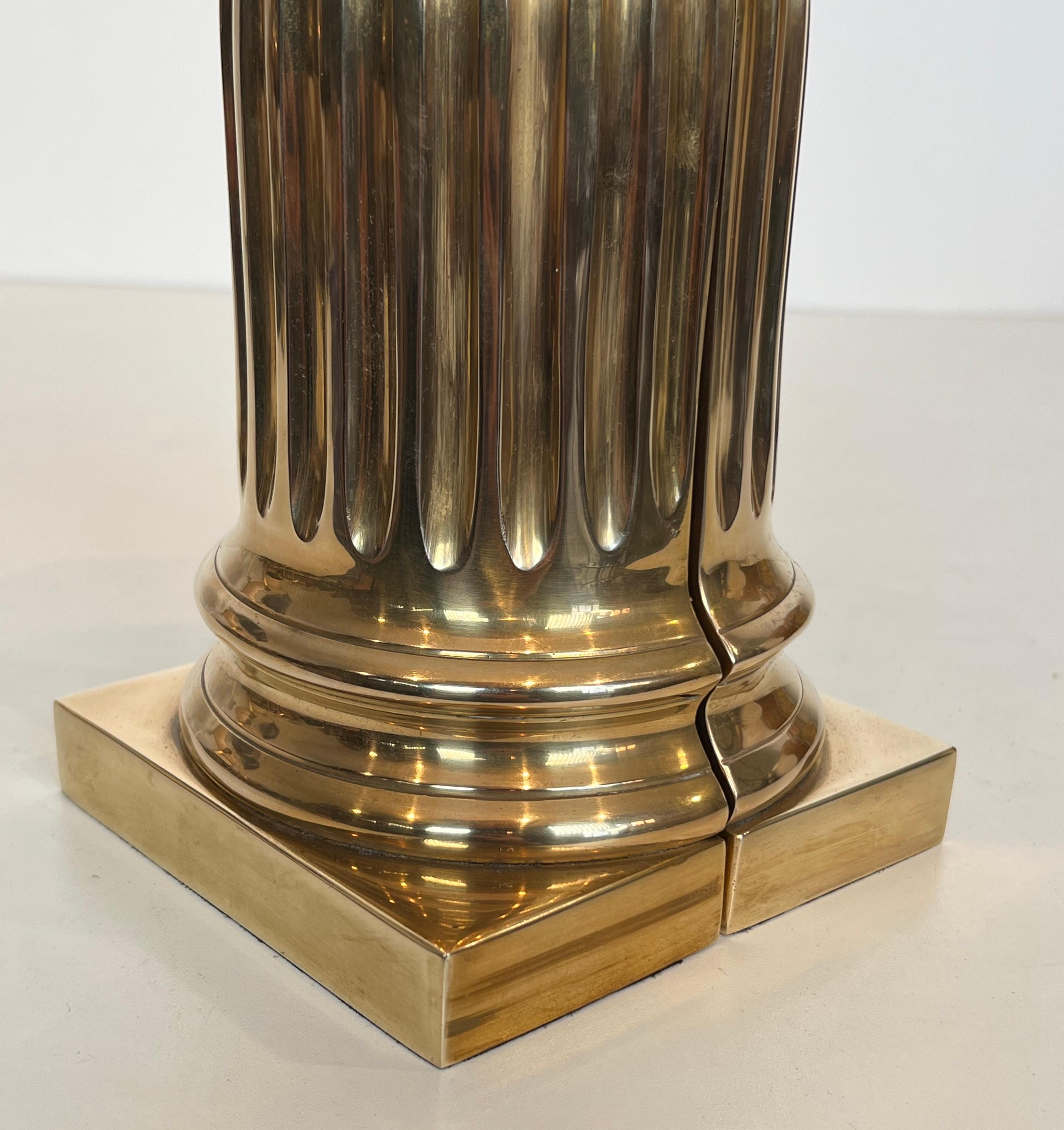 Pair of Brass Bookends Representing Columns For Sale 9