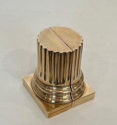 Pair of Brass Bookends Representing Columns