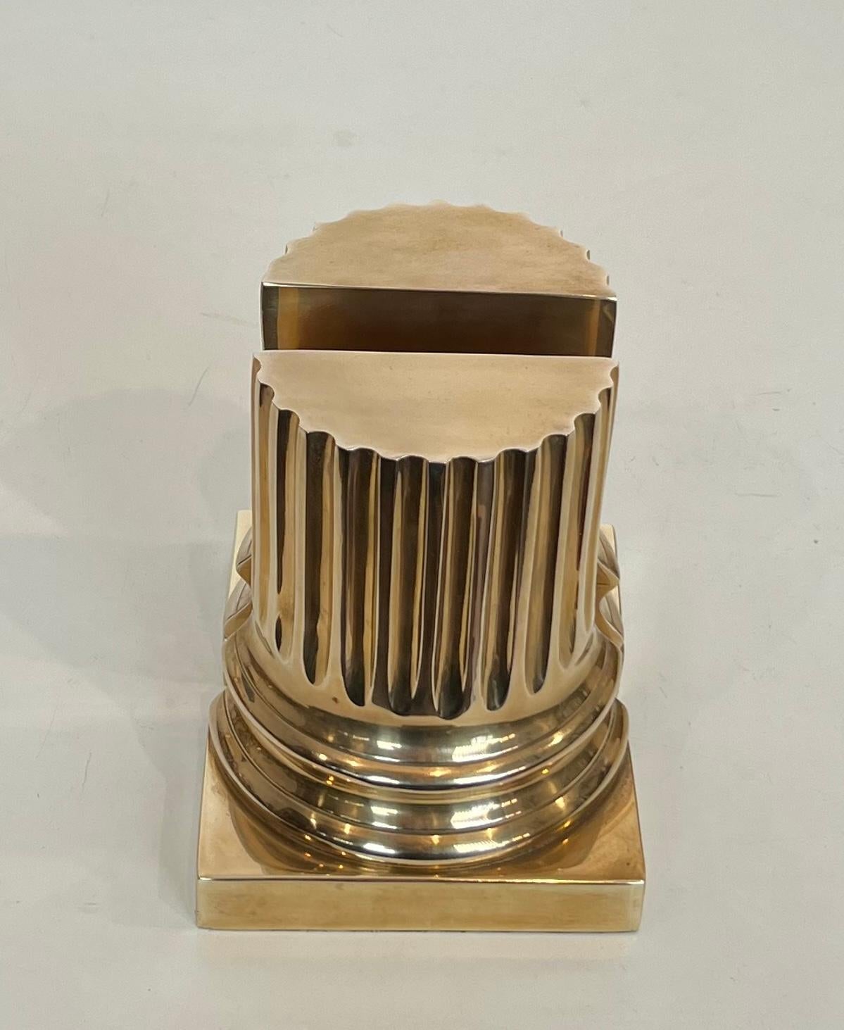 Pair of Brass Bookends Representing Columns For Sale 3