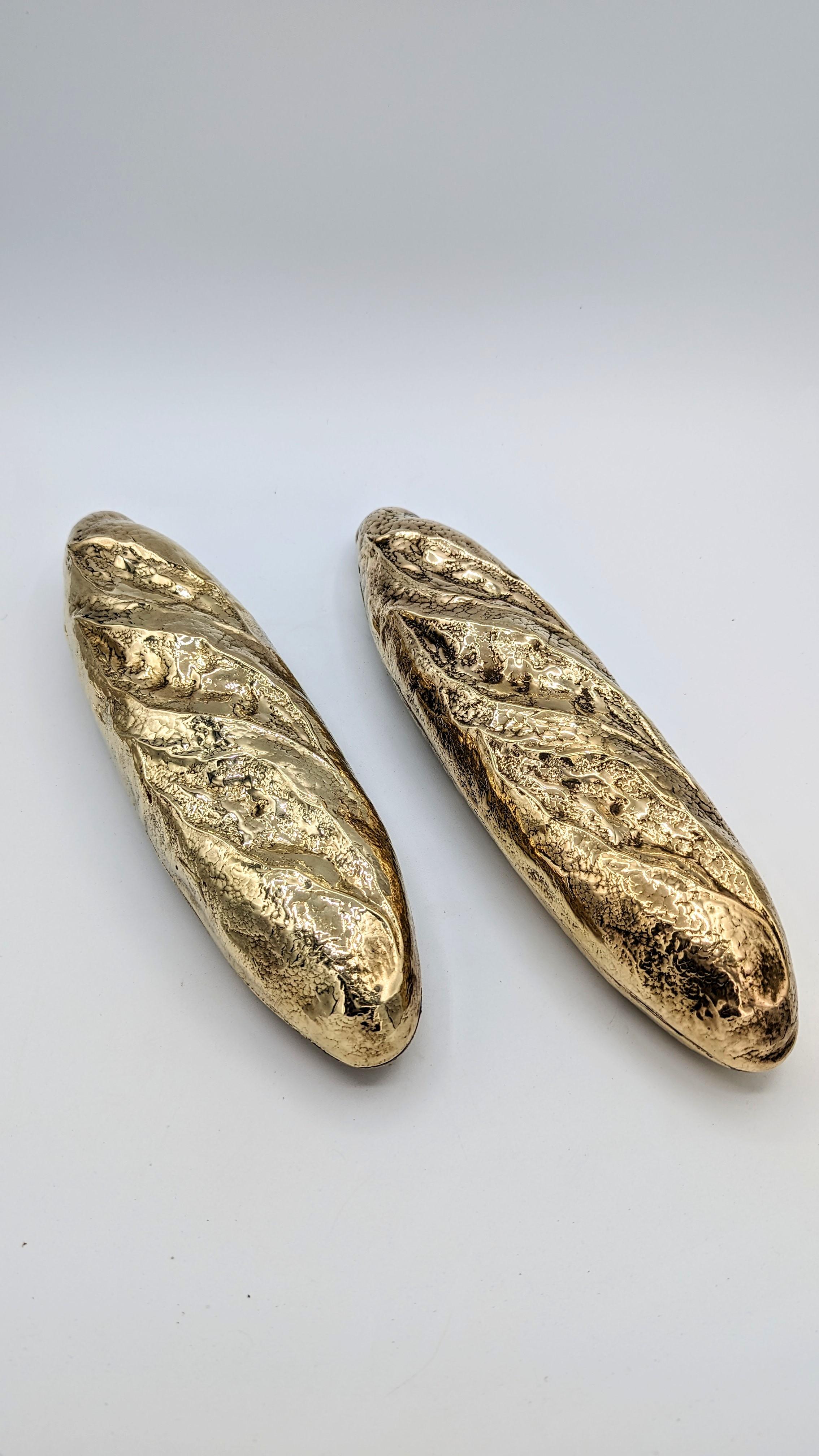 Spanish Pair of Brass Bread-Shape Boxes, Signed, 1960s For Sale