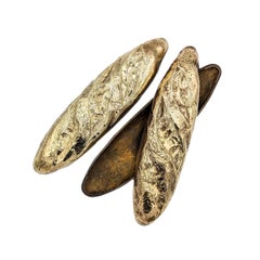 Vintage Pair of Brass Bread-Shape Boxes, Signed, 1960s