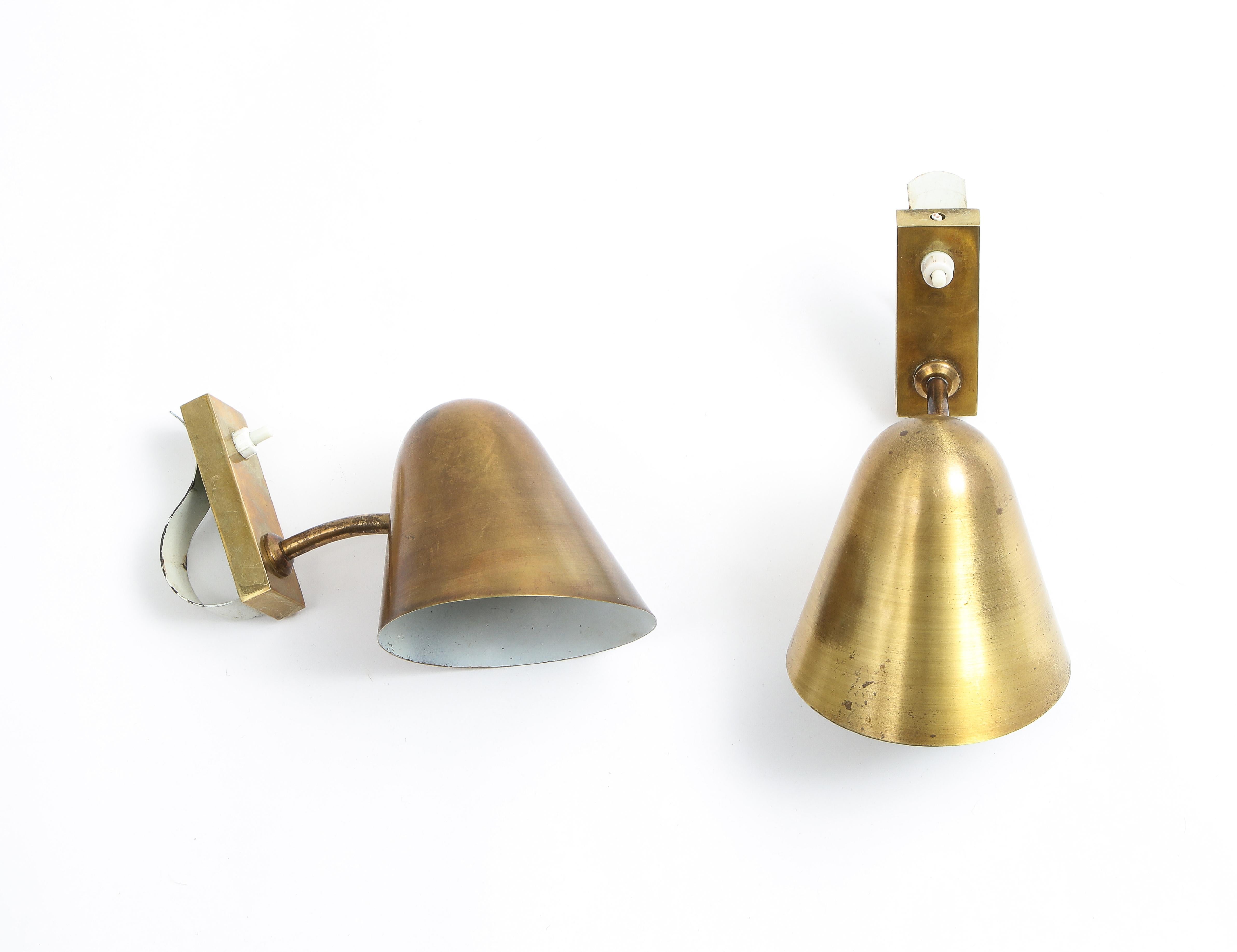 Pair of Brass & Bronze Adjustable Sconces by Jacques Biny for Lita, France 1950s 6