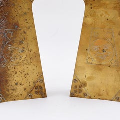 Paire de pendules de cheminée en laiton brutaliste - 20e siècle