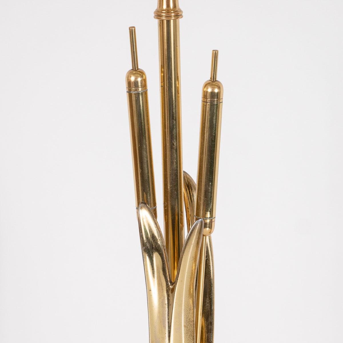 Pair of brass bulrush form table lamps For Sale 3