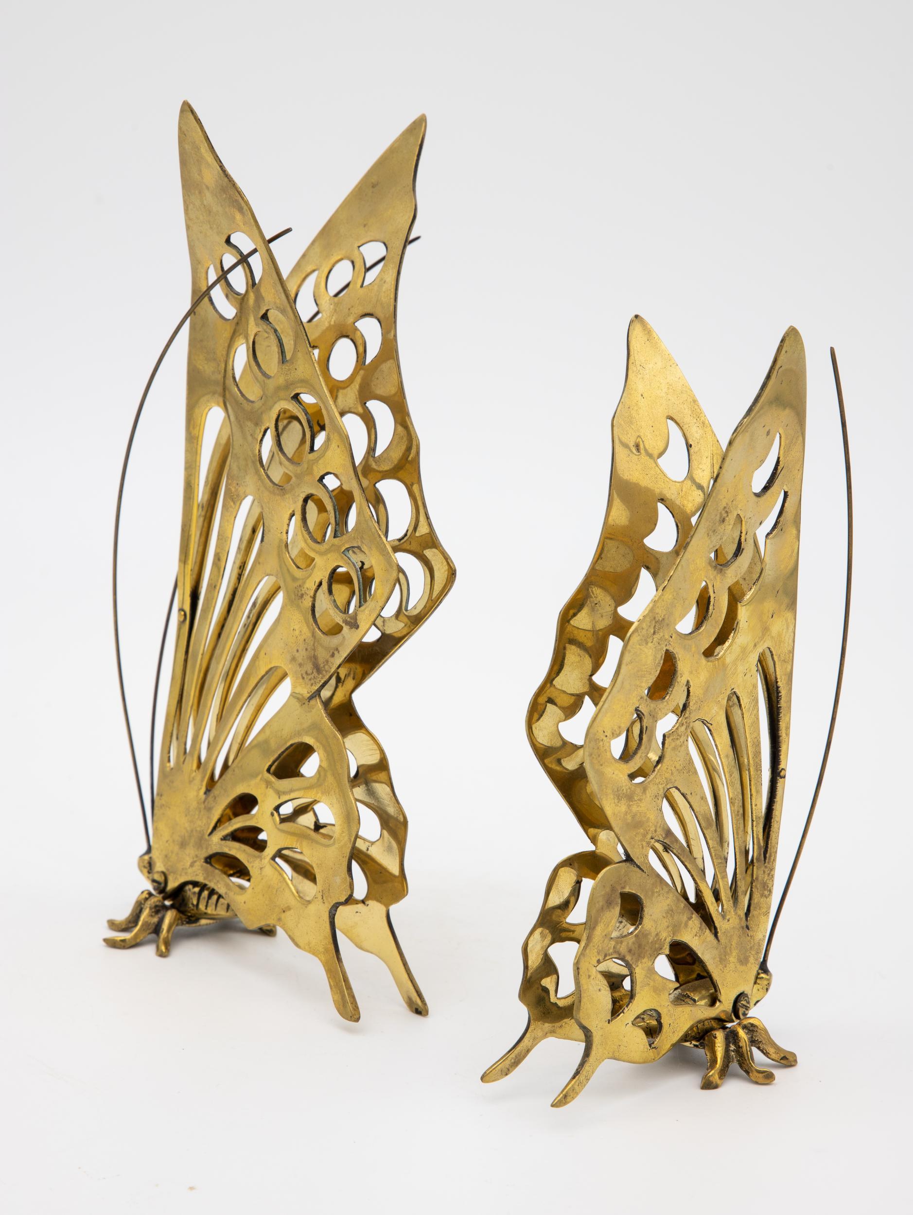 Hollywood Regency Pair of Brass Butterflies