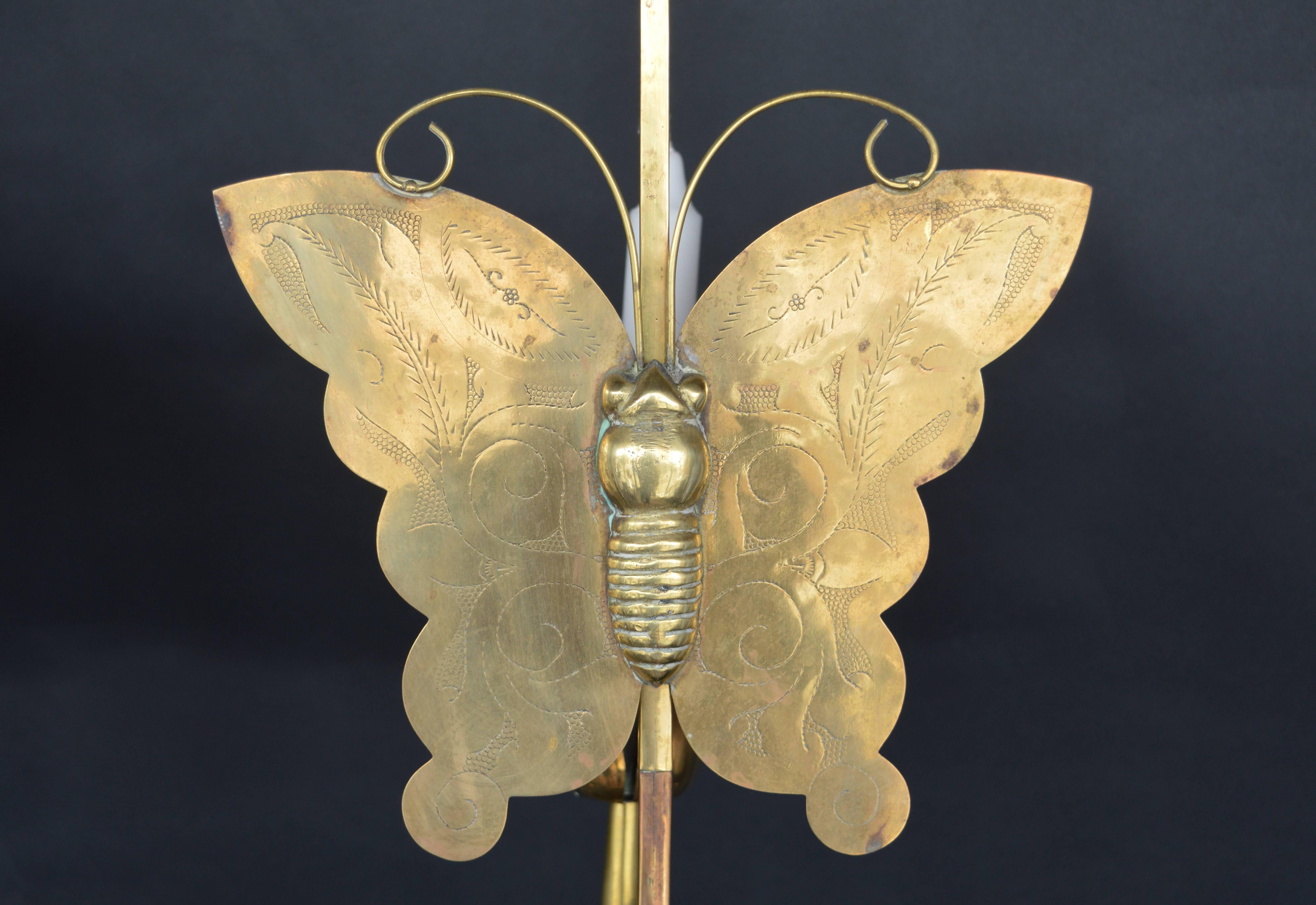Pair of Brass Butterfly Candlesticks 1