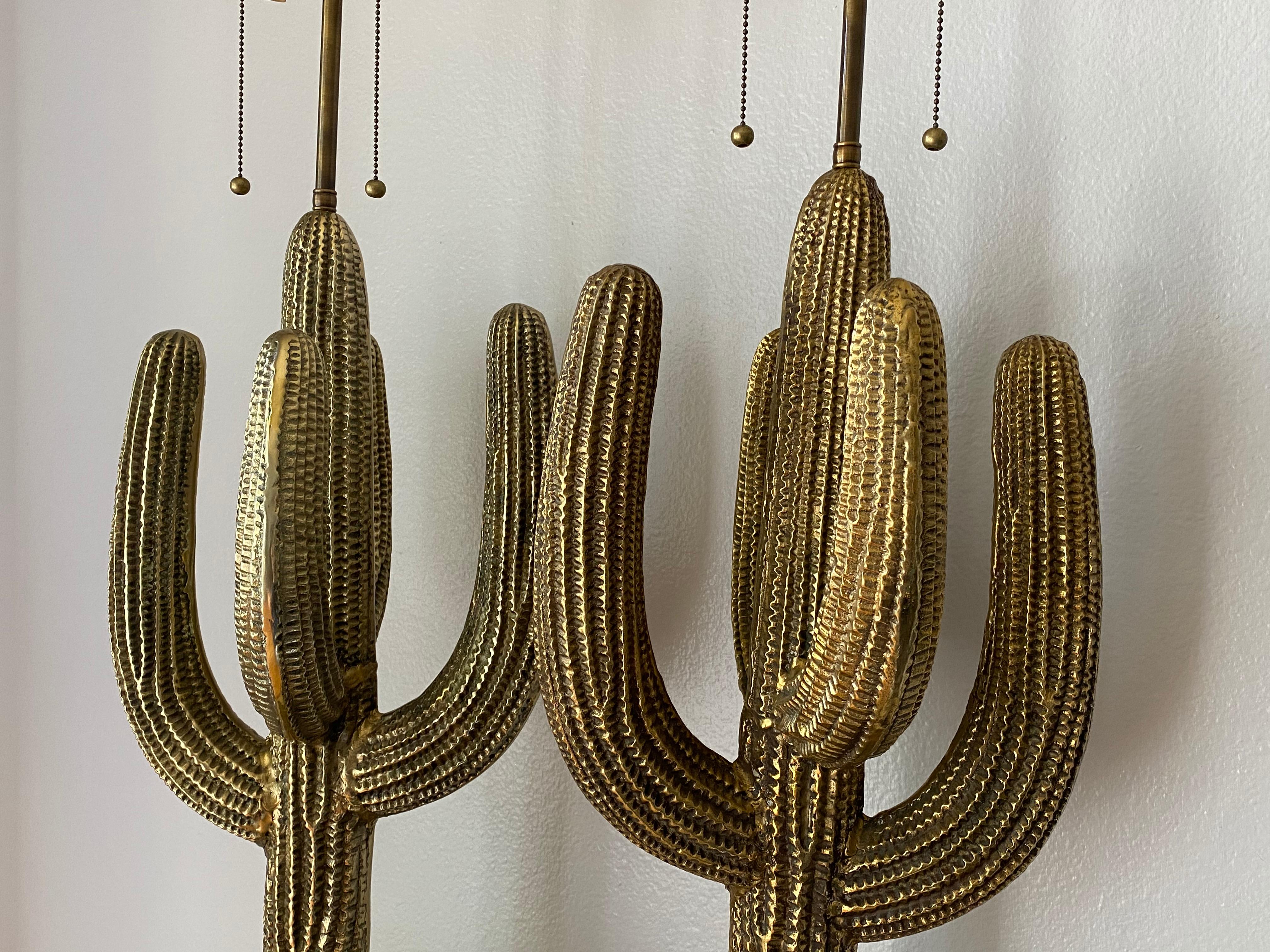 Pair of Brass Cactus Lamps 4