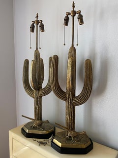 Pair of Brass Cactus Lamps
