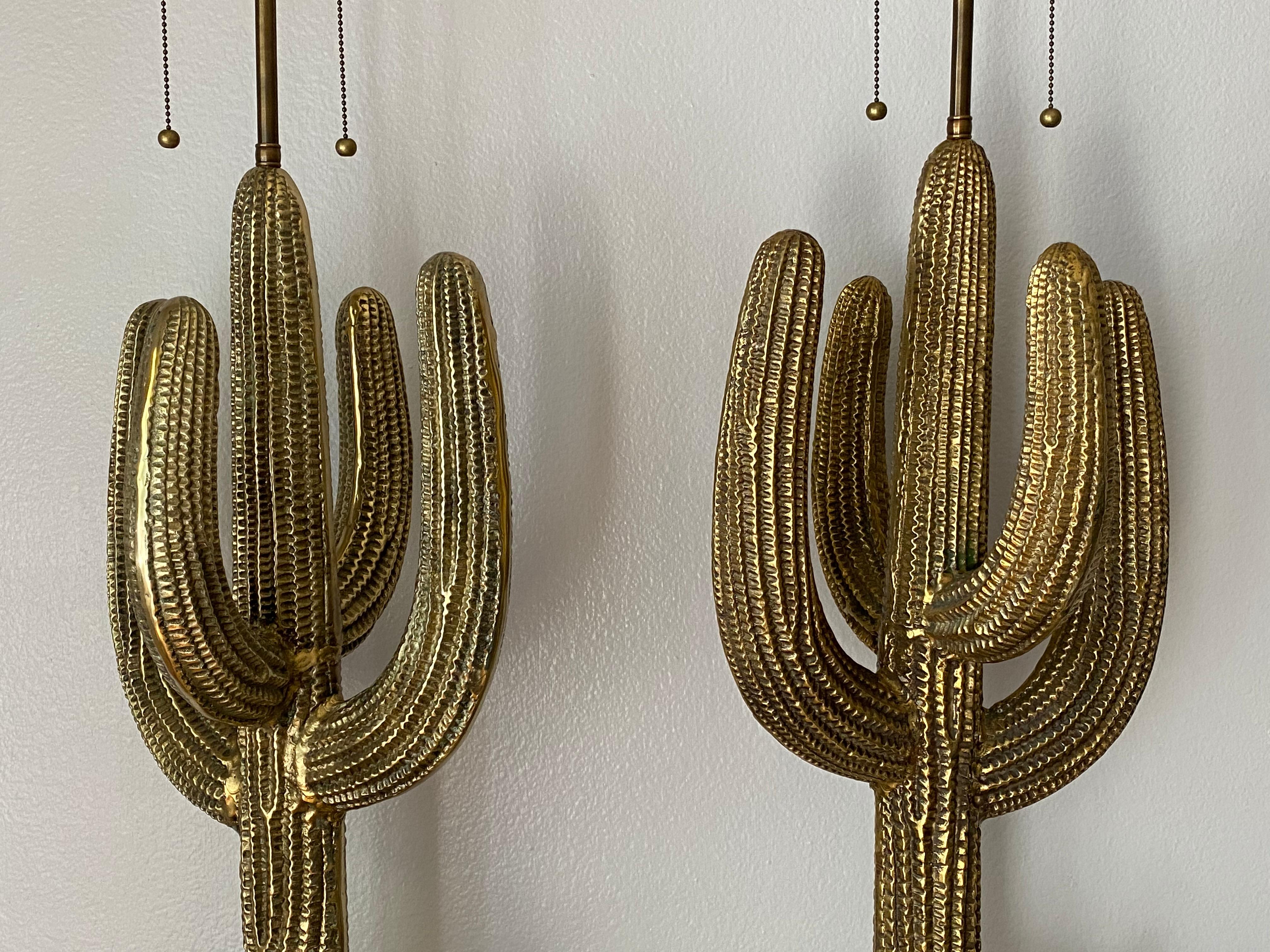 vintage brass cactus lamps