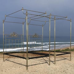 Pair of Brass Campaign Four Poster Beds M4P37