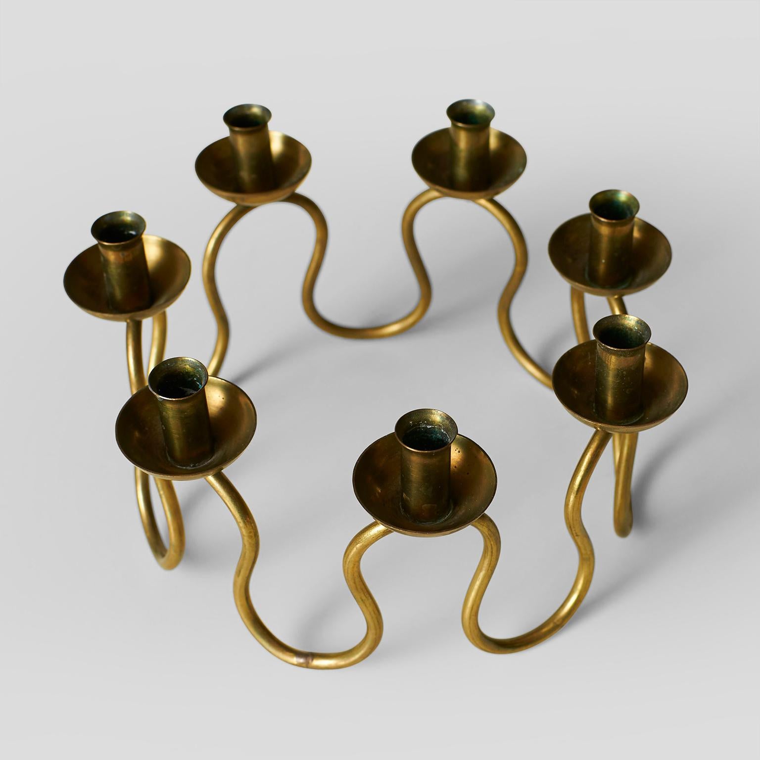 Pair of Brass Candelabras by Josef Frank In Good Condition In San Francisco, CA