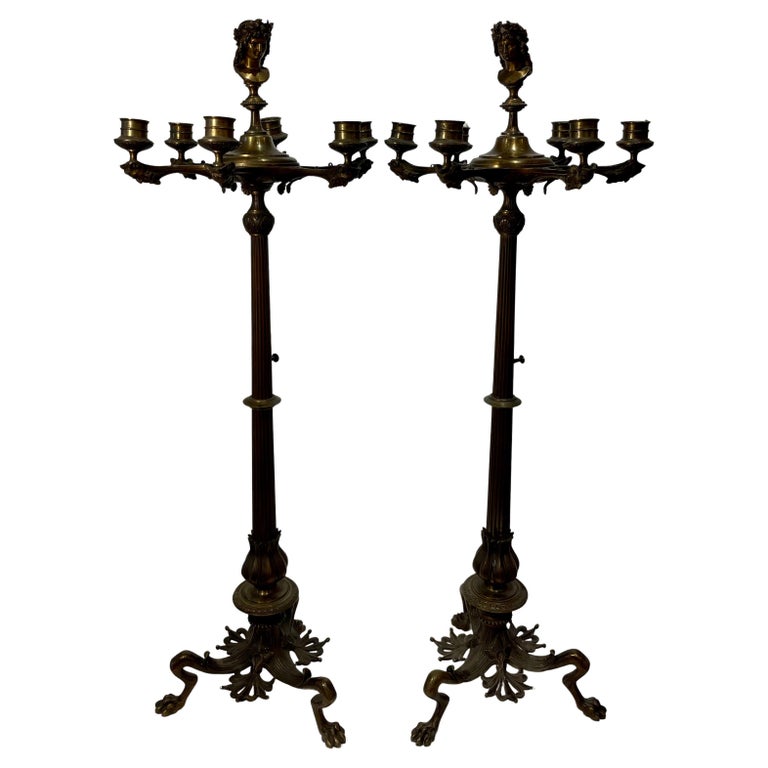 Pair of Brass Candelabras, circa 1850 For Sale at 1stDibs