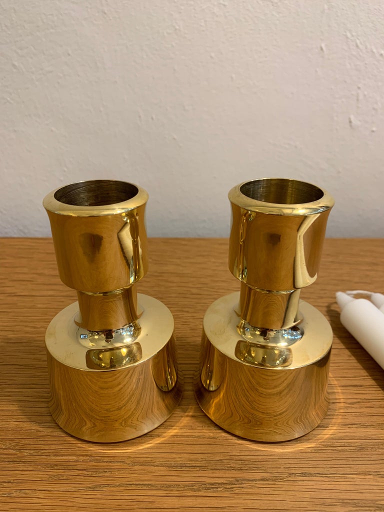 Scandinavian Modern Pair of Brass Candle Holders by Jens H. Quistgaard for Dansk