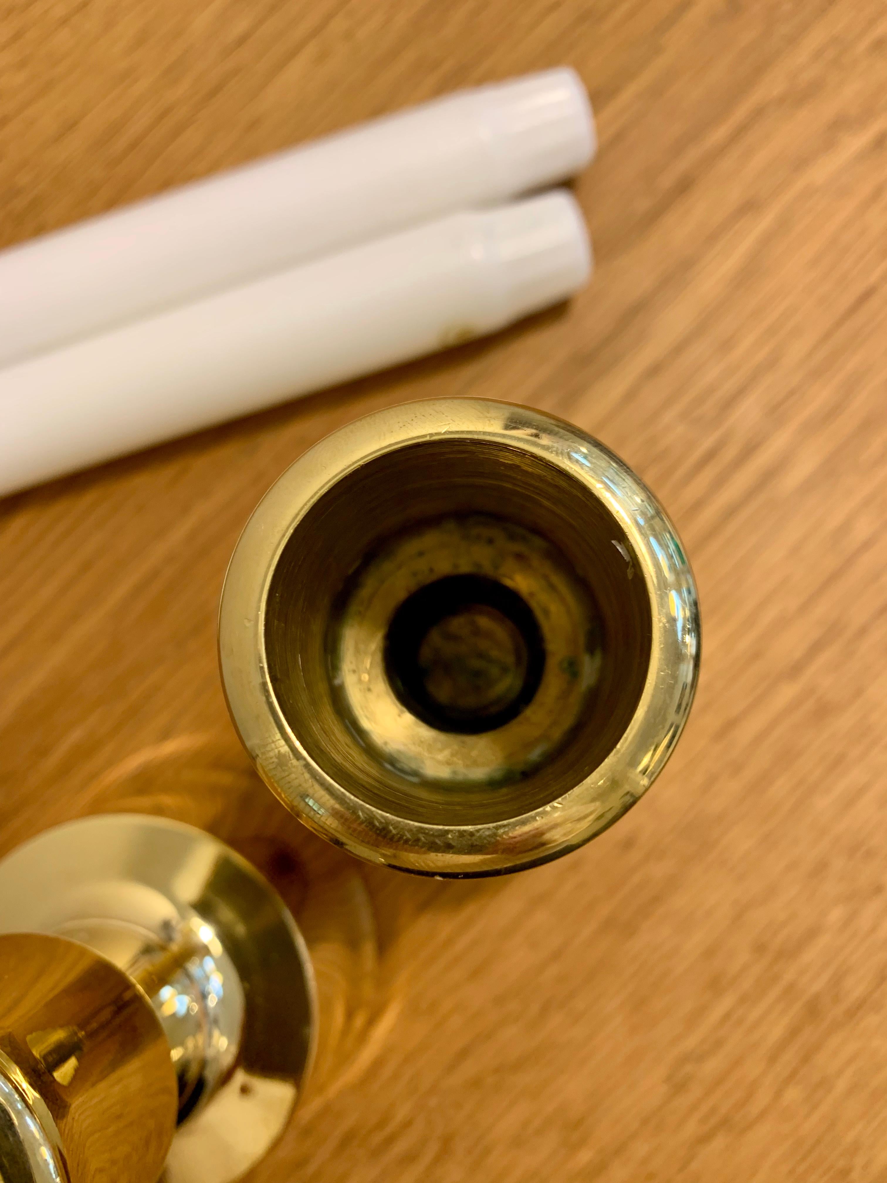 Pair of Brass Candle Holders by Jens H. Quistgaard for Dansk In Good Condition In Utrecht, NL