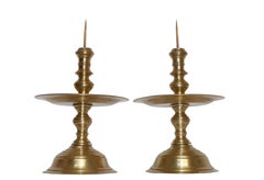 Pair of Brass Candle Prickets, Dutch 18th Century
