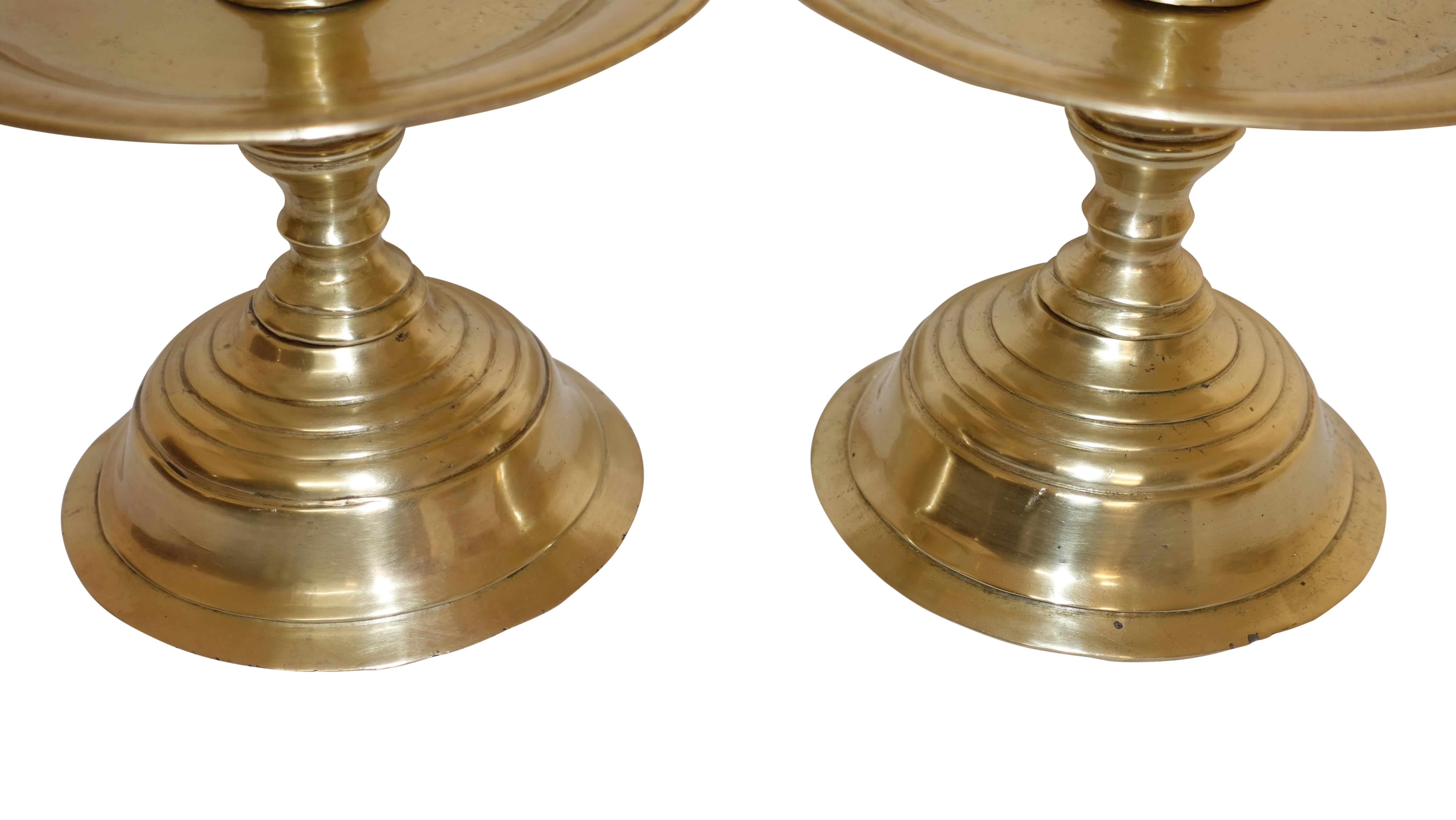 Pair of Brass Candle Prickets, Dutch 18th Century 1