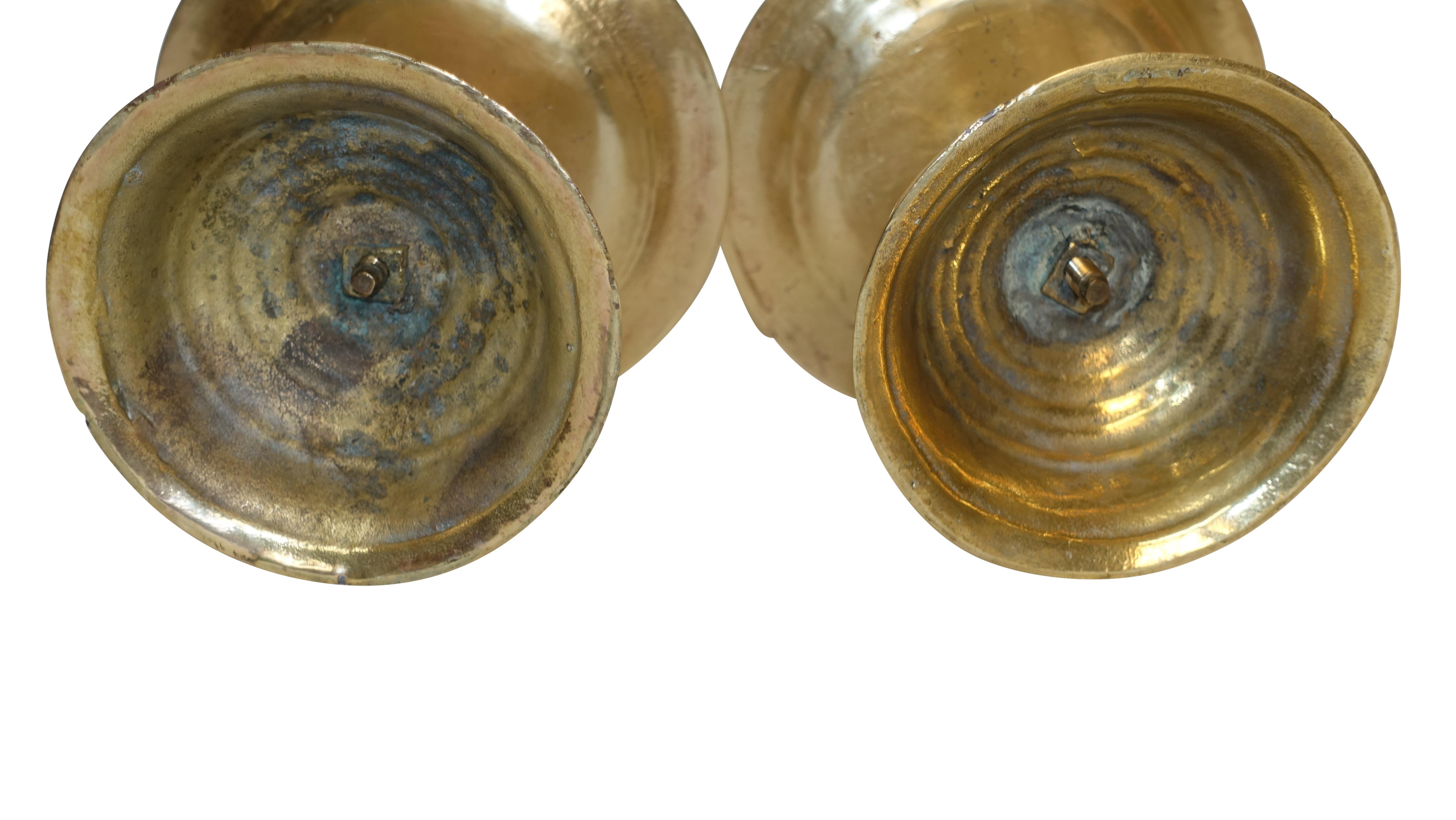 Pair of Brass Candle Prickets, Dutch 18th Century 2