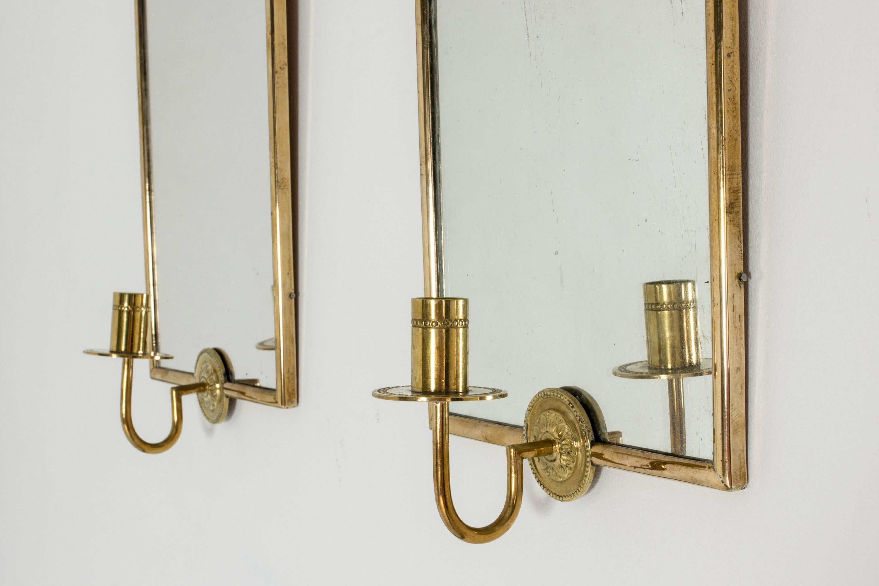 Swedish Pair of Brass Candle Sconces by Lars Holmström