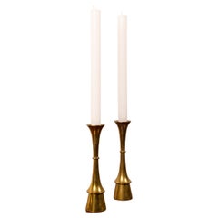 Pair of brass candle sticks, attributed to Jens H. Quistgaard, 1960's