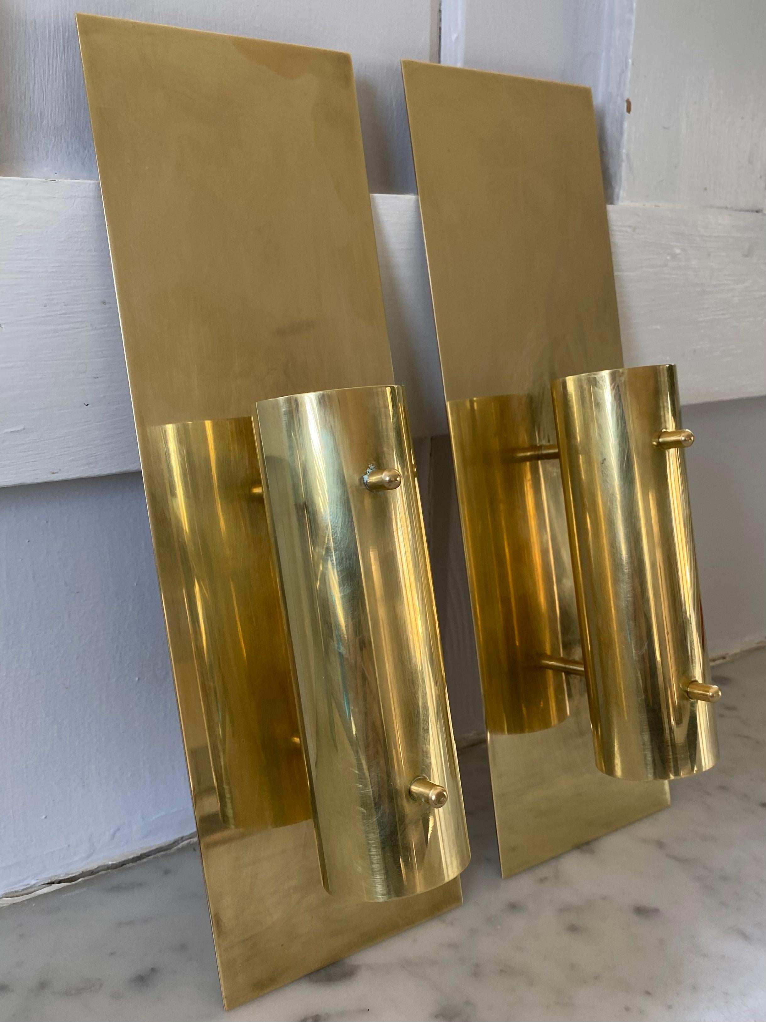 Unusual mid cntury modern pair of wall sconces for single candle.  Fabricated by Colseth / Norway.  Note - not by Skultuna.

