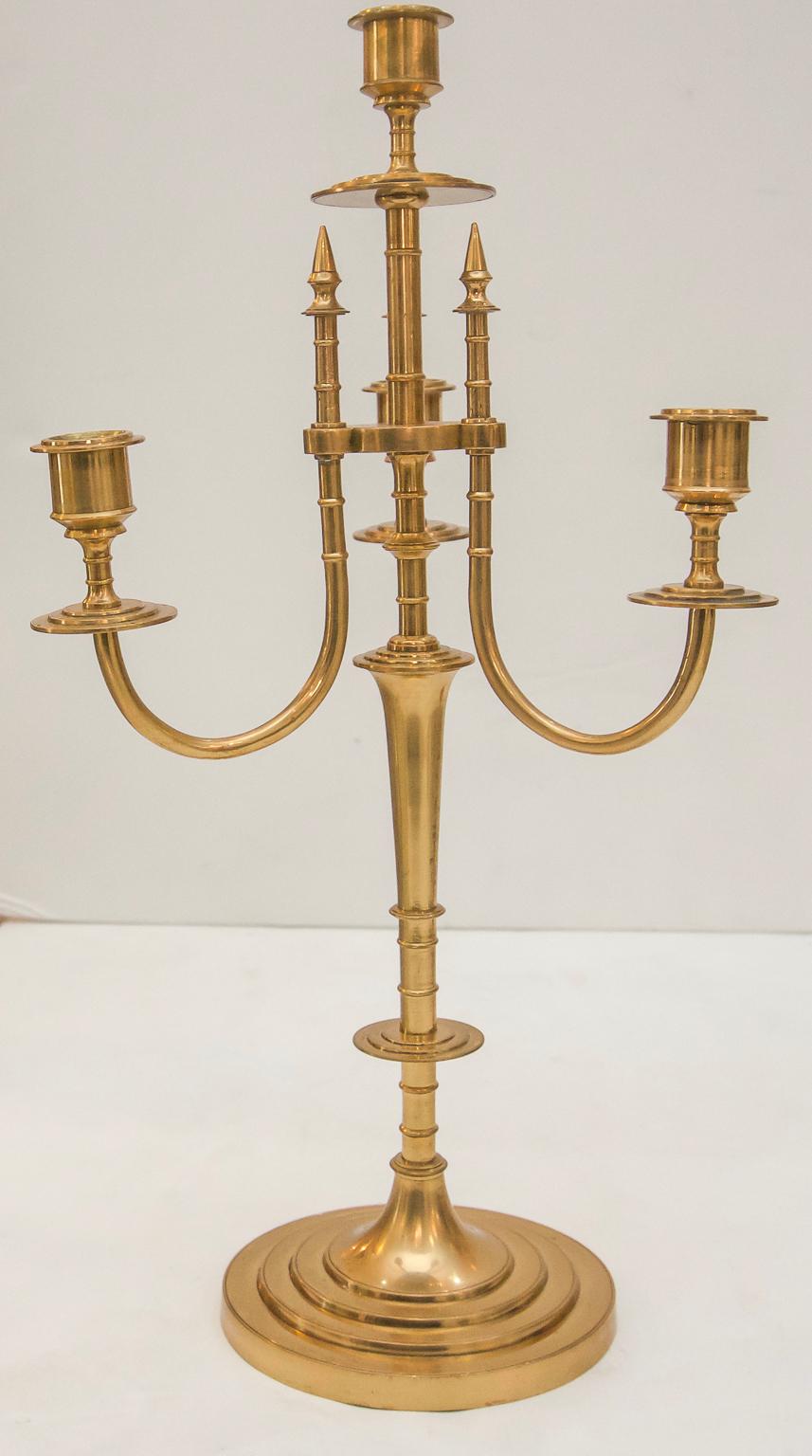 Cast Pair of Brass Candleabrum