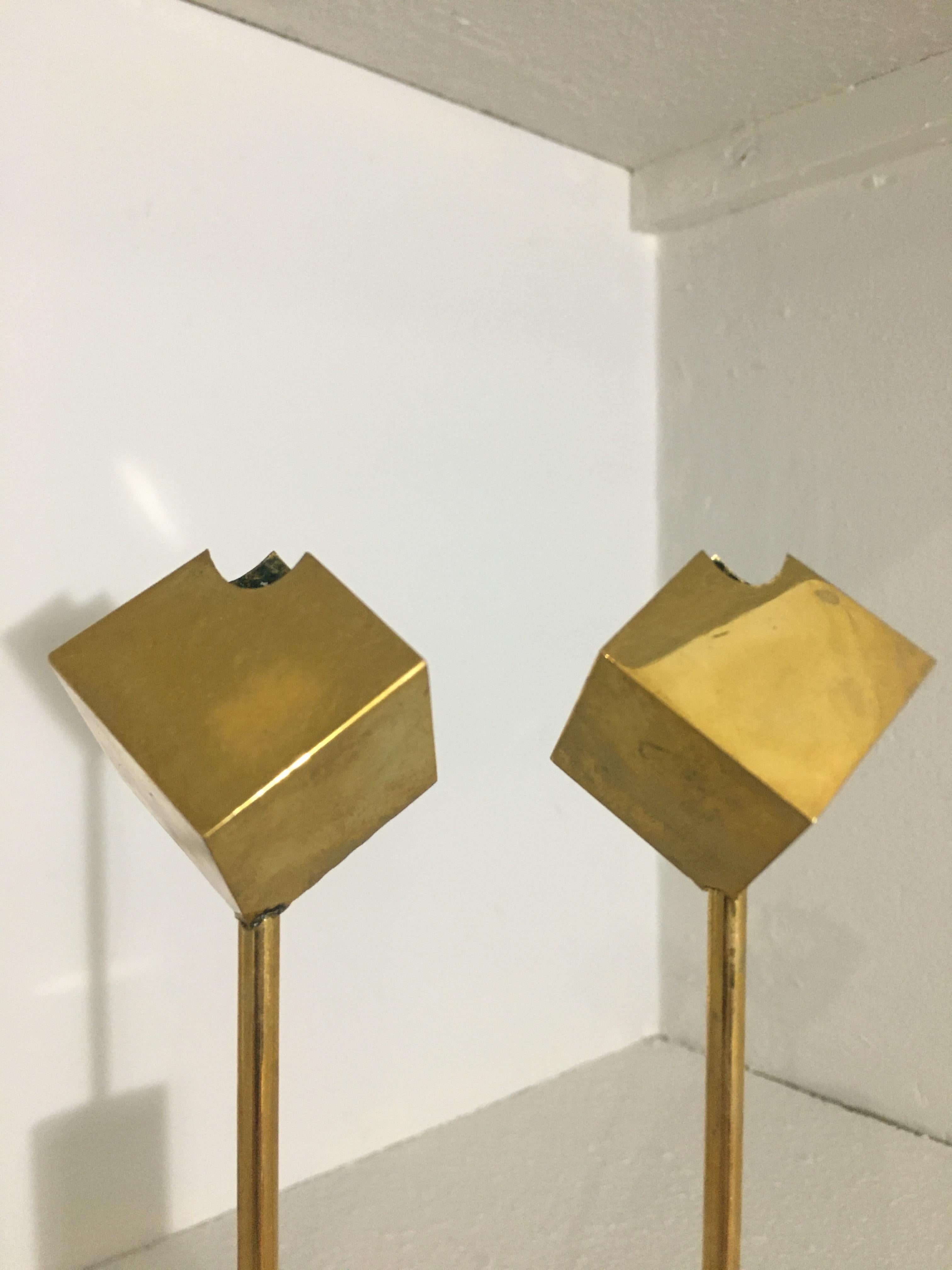 Pair of Brass Candleholders by Pierre Forssell, 1960s 1