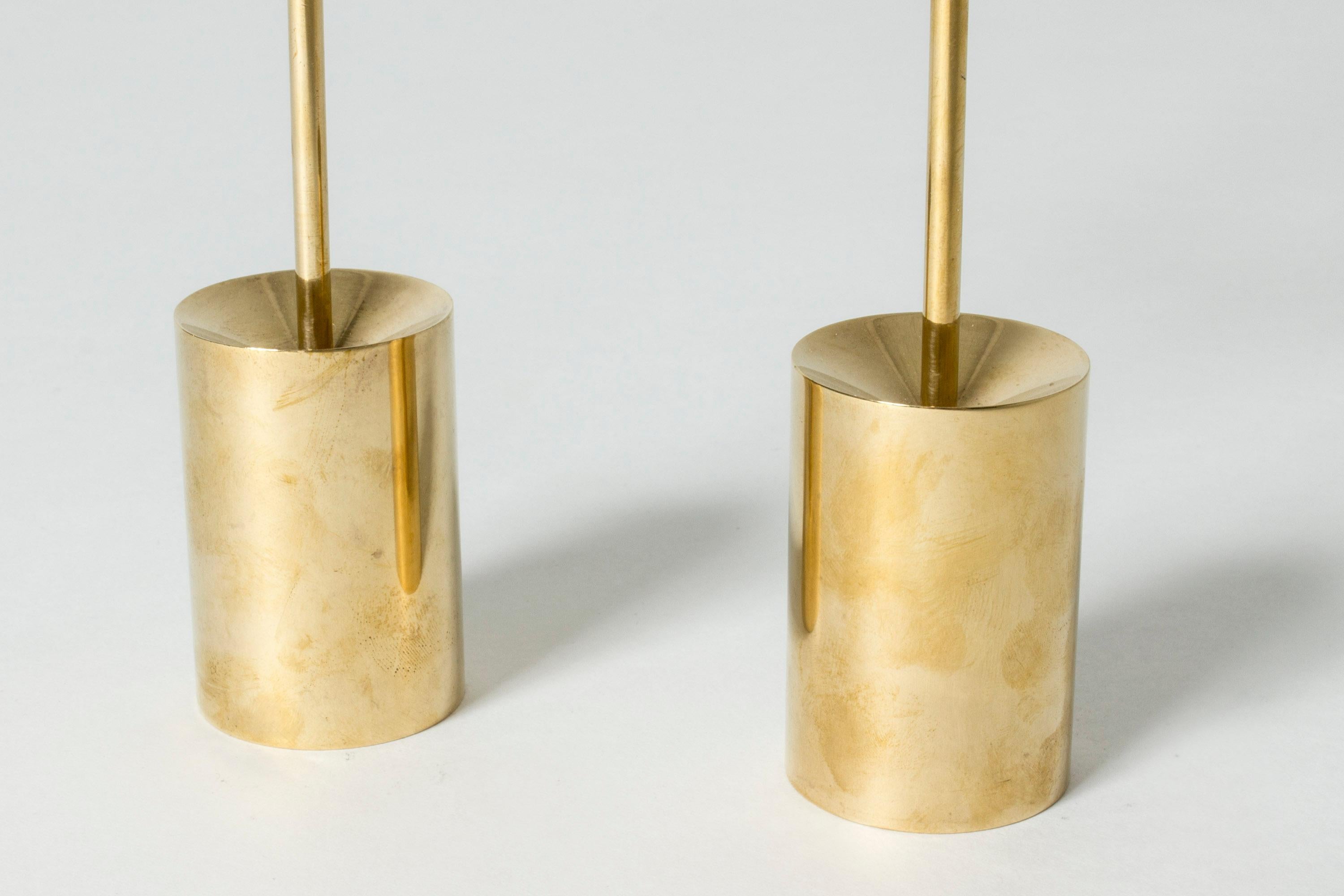 Swedish Pair of Brass Candleholders by Pierre Forssell for Skultuna
