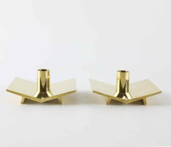Pair of brass candleholders, model 70, by Pierre Forssell for Skultuna