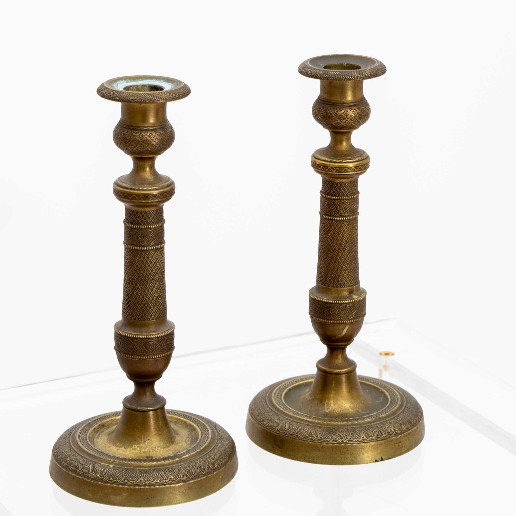 Pair of Brass Candlesticks, 19th Century In Good Condition For Sale In Greding, DE