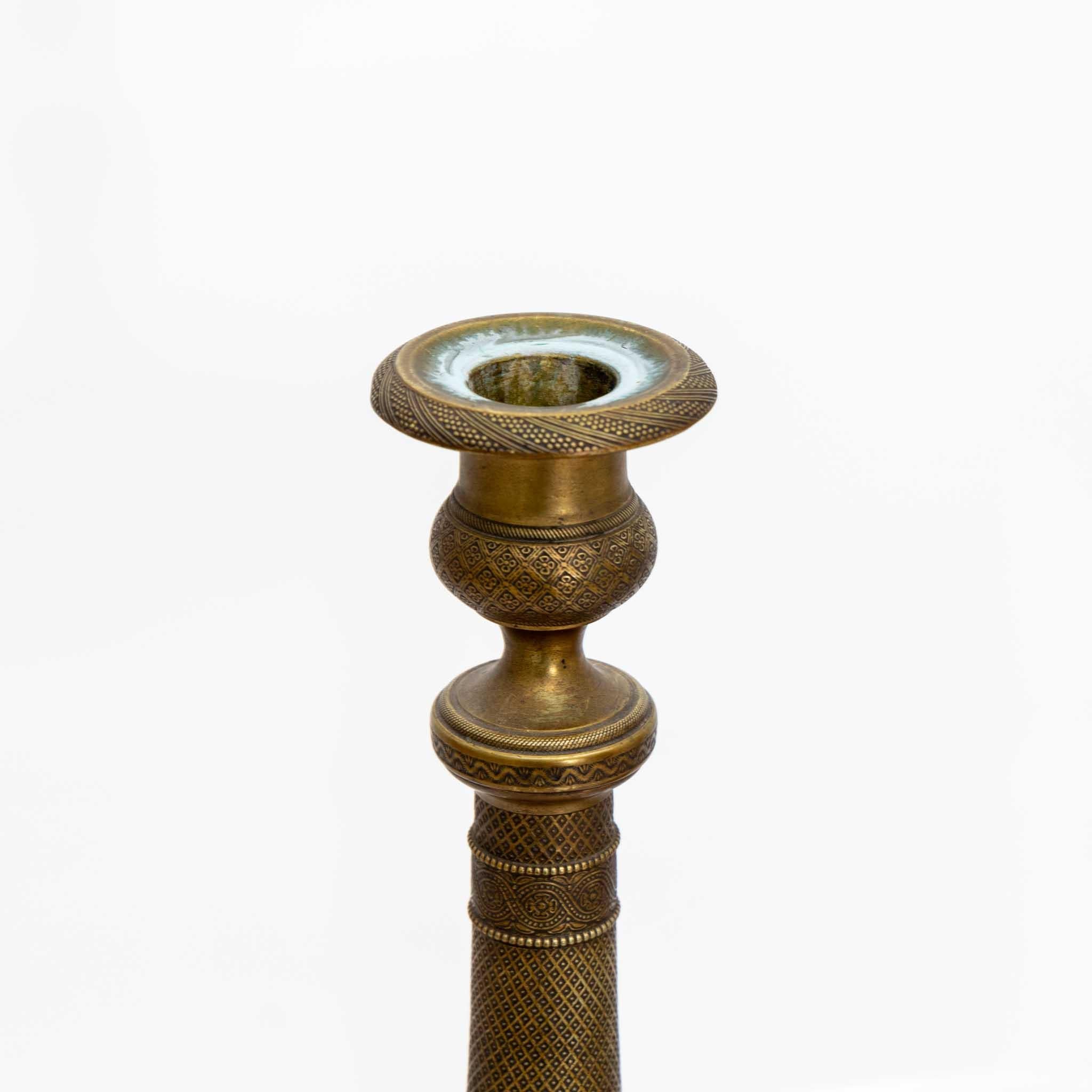 Pair of Brass Candlesticks, 19th Century For Sale 5