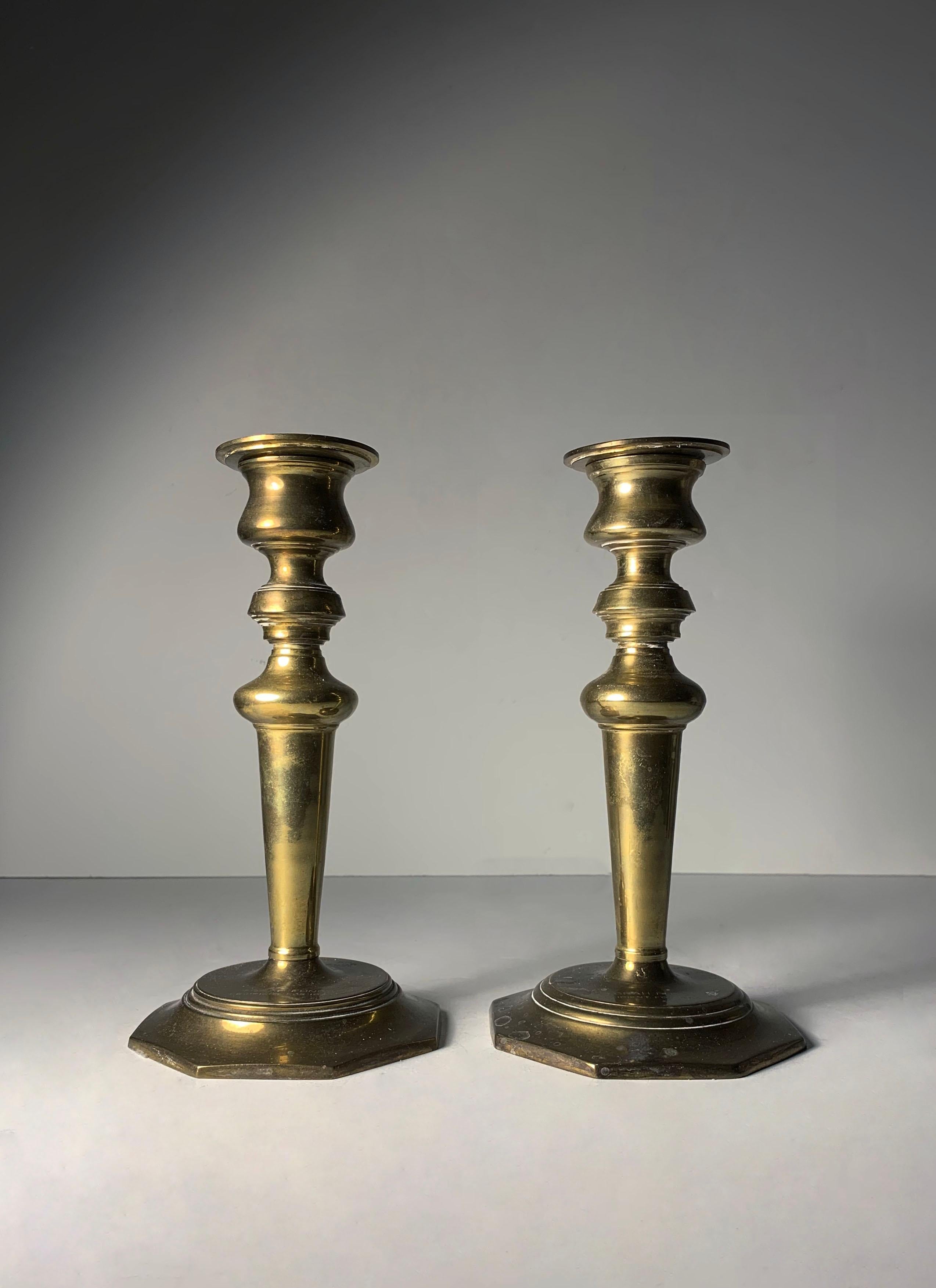 Pair of Brass Candlesticks awarded to Rose Friedman (Milton Friedman). These were acquired many years ago at a local resale store in Chicago. Cannot say for absolute certain, but they appear to be awards given to the important Economist, Rose