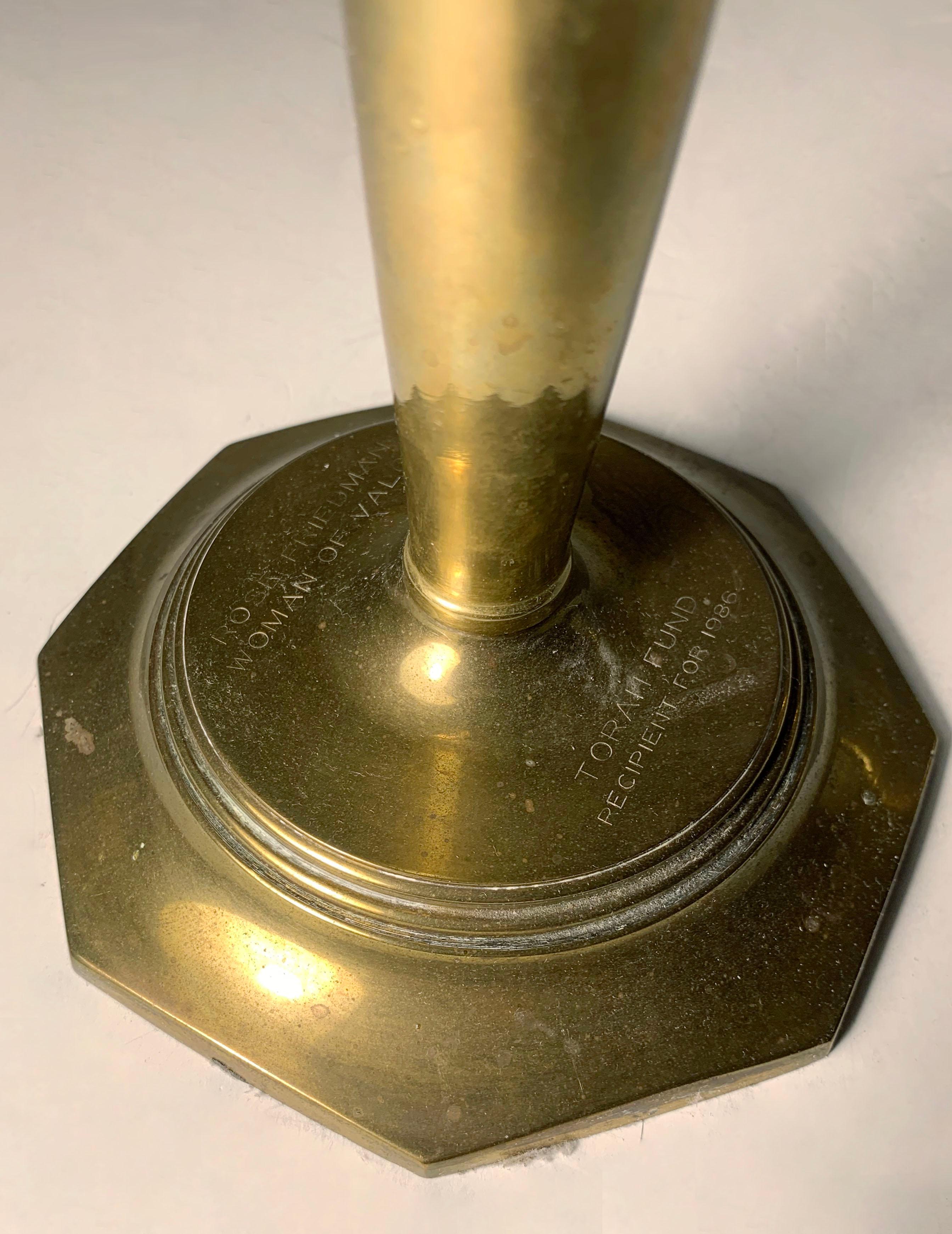 Pair of Brass Candlesticks awarded to Rose Friedman (Milton Friedman) In Good Condition For Sale In Chicago, IL