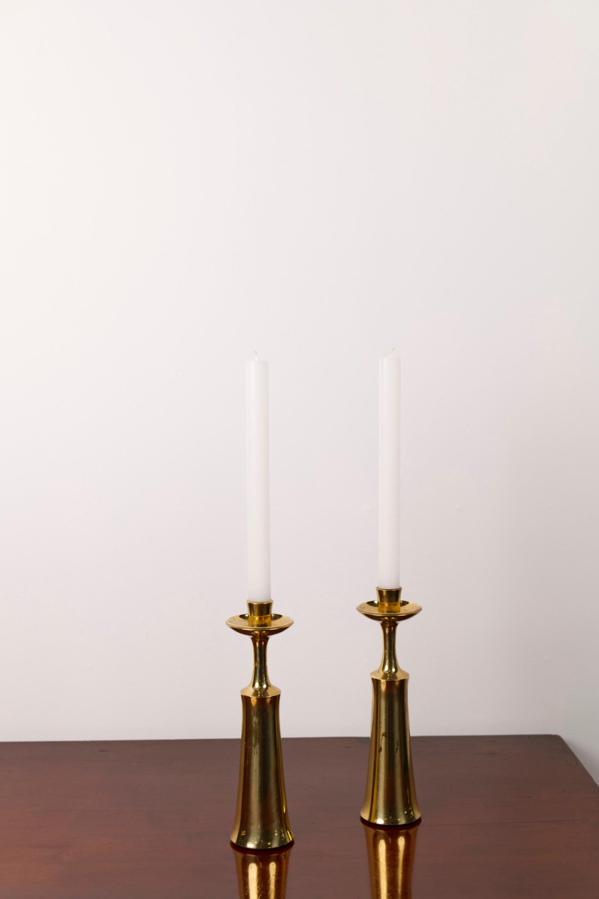 Pair Of Brass Candlesticks by Jens H. Quistgaard For Dansk design, Denmark, 1956 For Sale 3