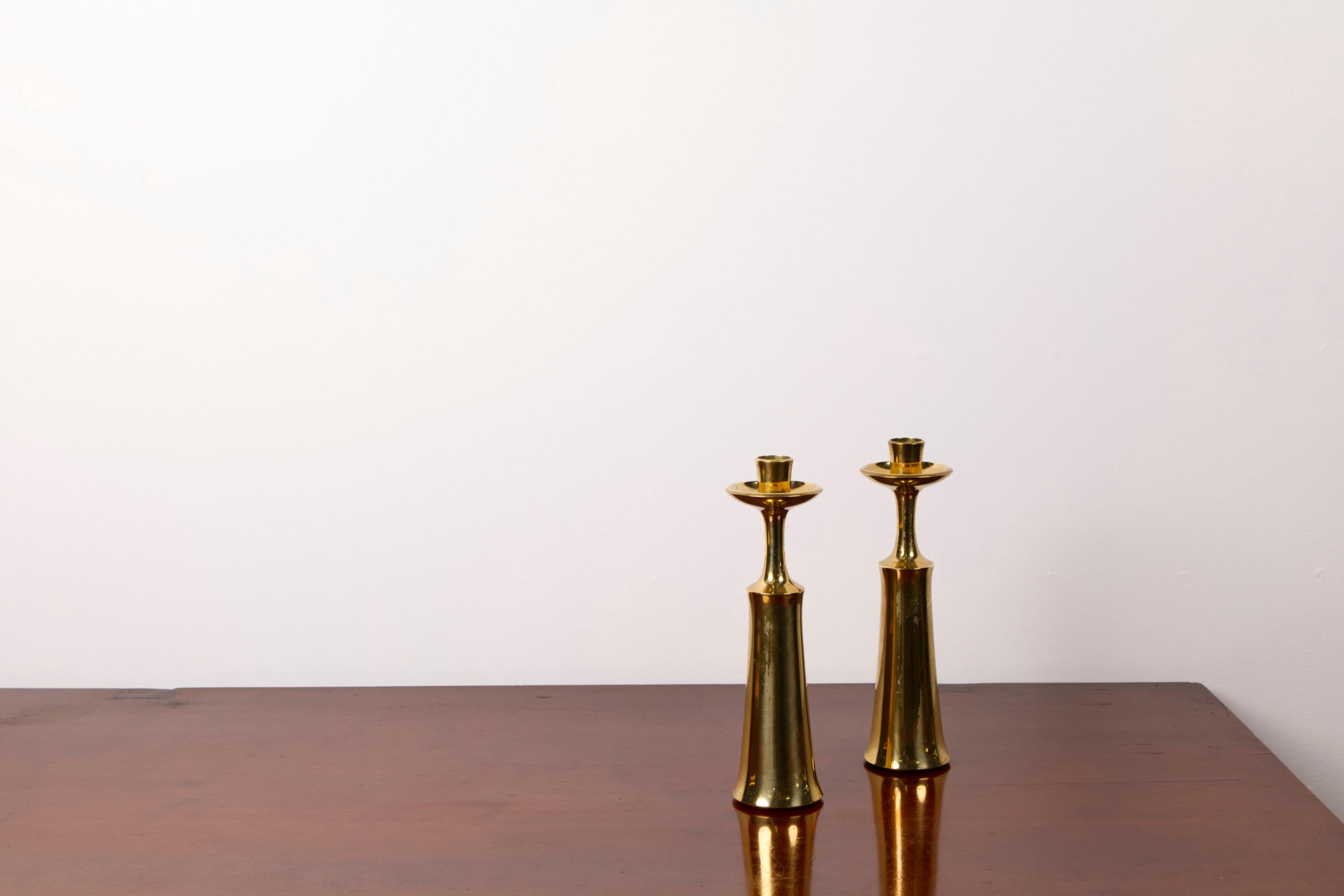 Danish Pair Of Brass Candlesticks by Jens H. Quistgaard For Dansk design, Denmark, 1956 For Sale