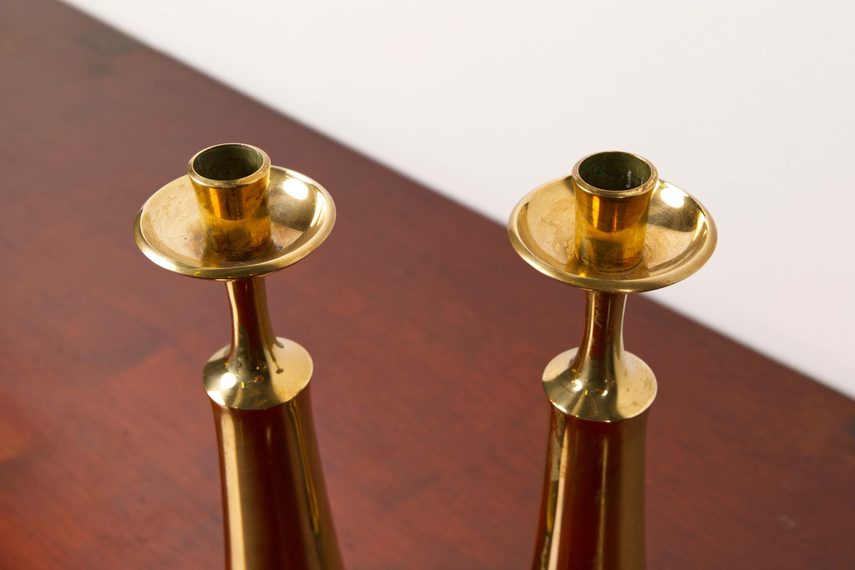 Pair Of Brass Candlesticks by Jens H. Quistgaard For Dansk design, Denmark, 1956 For Sale 1