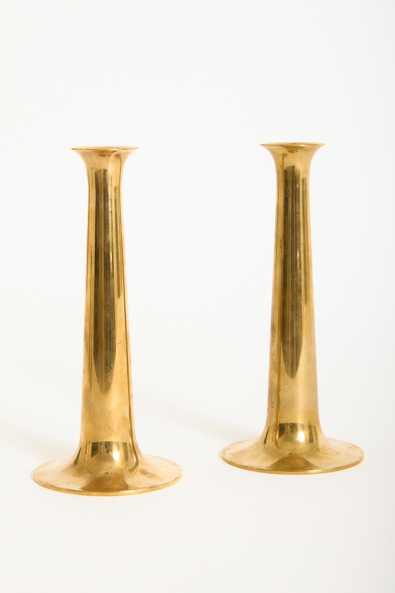 A pair of brass candlesticks by Torben Ørskov for Form&Farver 
Denmark, 1960s
