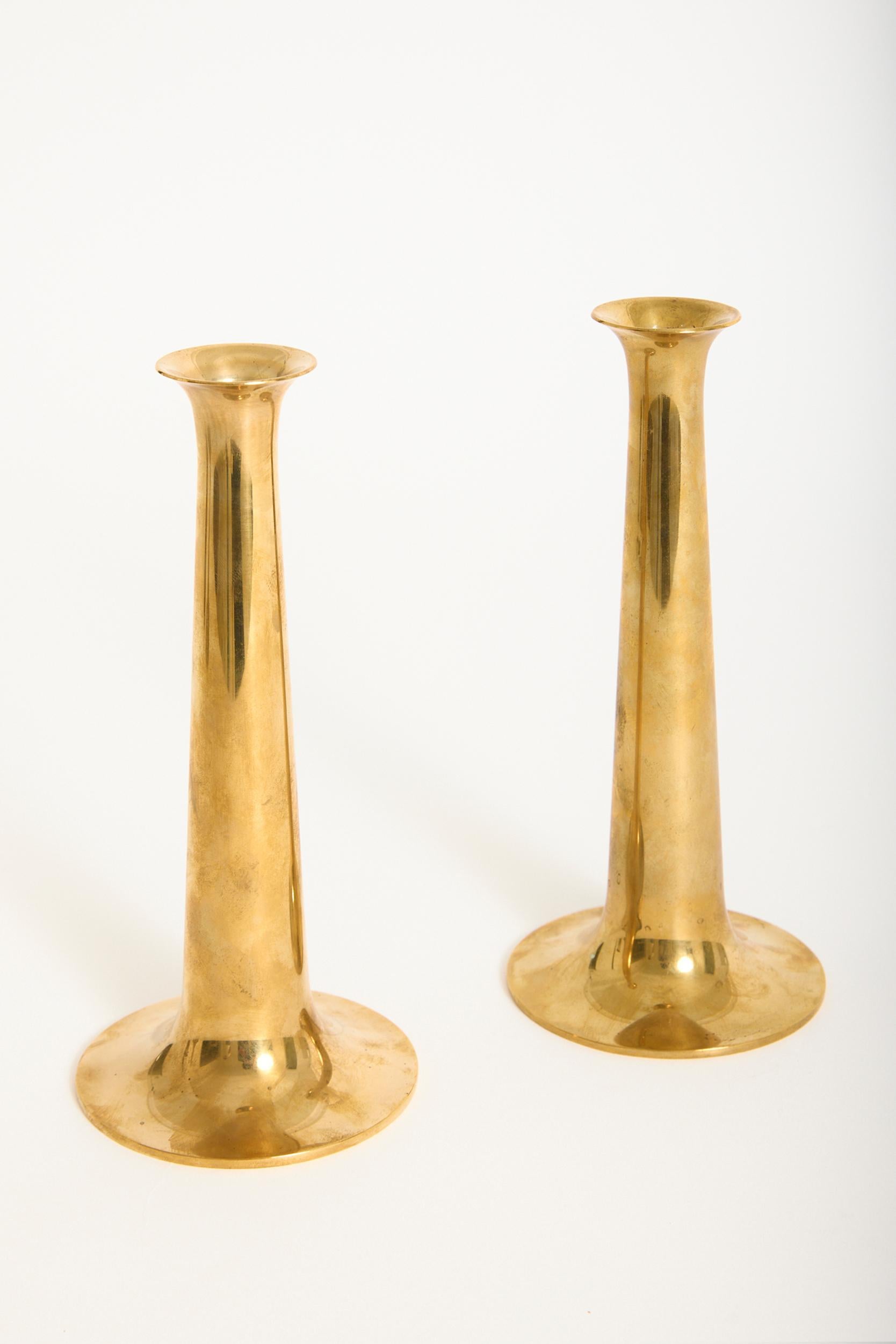 Danish Pair of Brass Candlesticks by Torben Ørskov For Sale