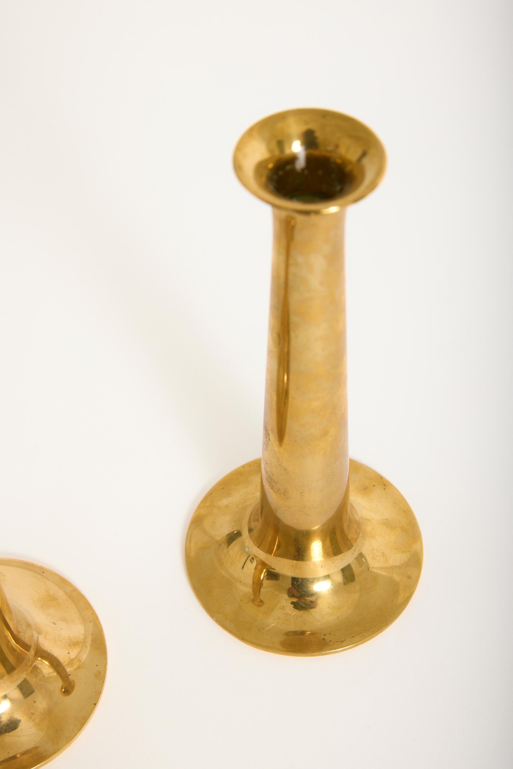 Pair of Brass Candlesticks by Torben Ørskov In Good Condition For Sale In London, GB