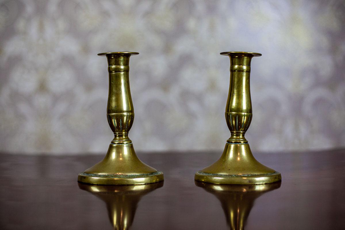 European Pair of Brass Candlesticks, circa before 1939 For Sale
