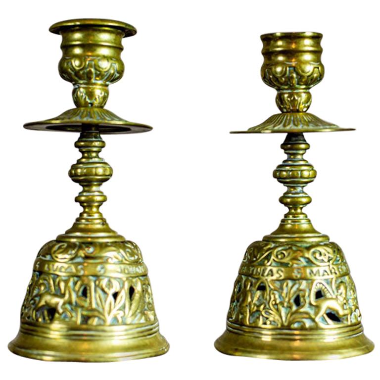 Pair of Brass Candlesticks, circa Before 1939 For Sale