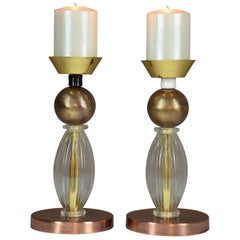 Pair of Brass Candlesticks, Confinement Collection by JAS