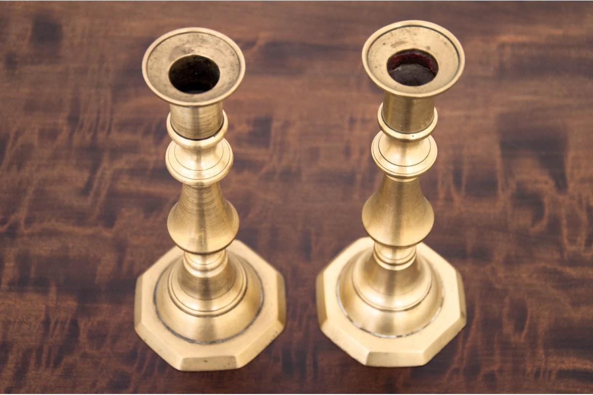 Swedish Pair of Brass Candlesticks